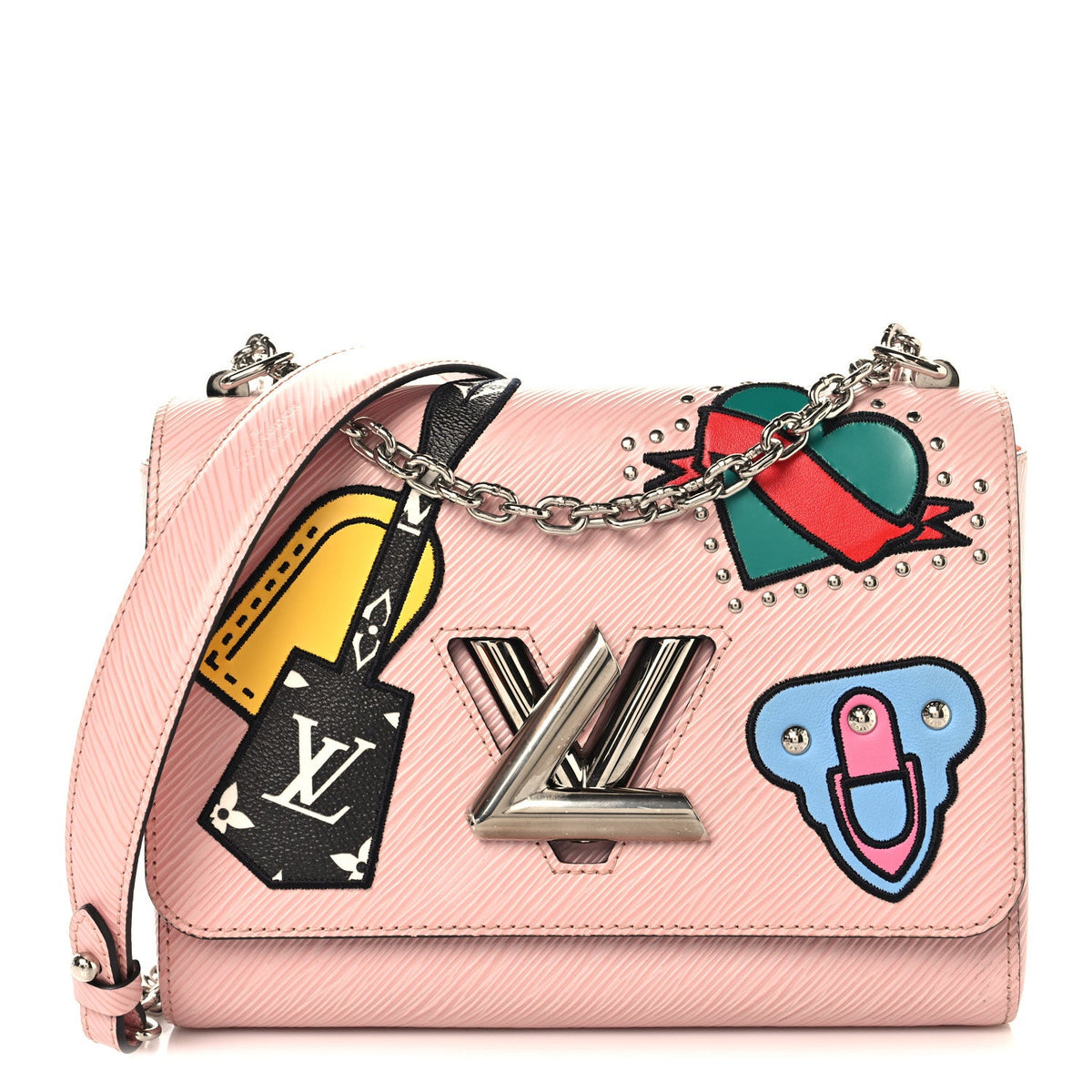 Epi Travel Stickers Twist Shoulder Bag Rose Ballerine