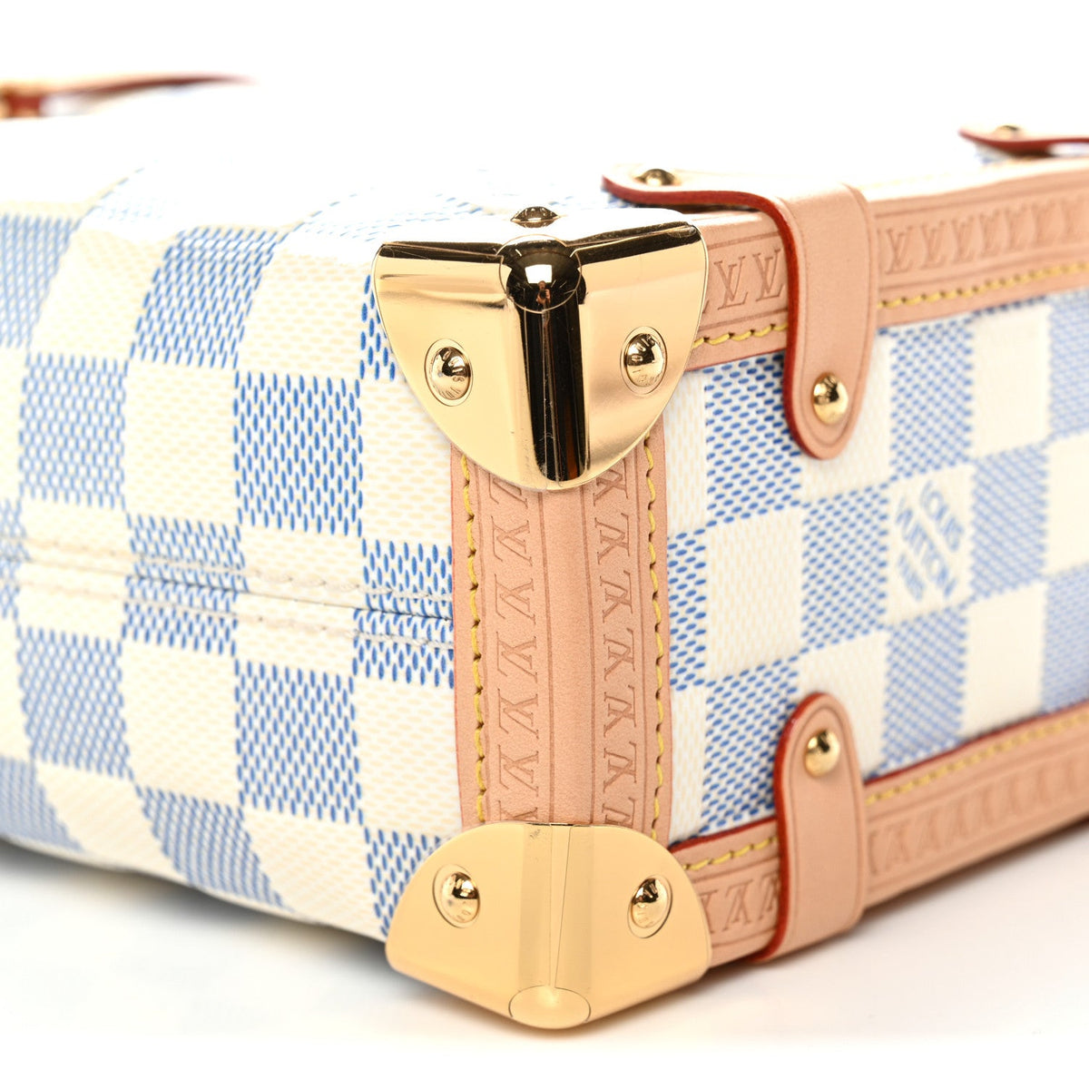 Damier Vernis Side Trunk MM Celeste Blue