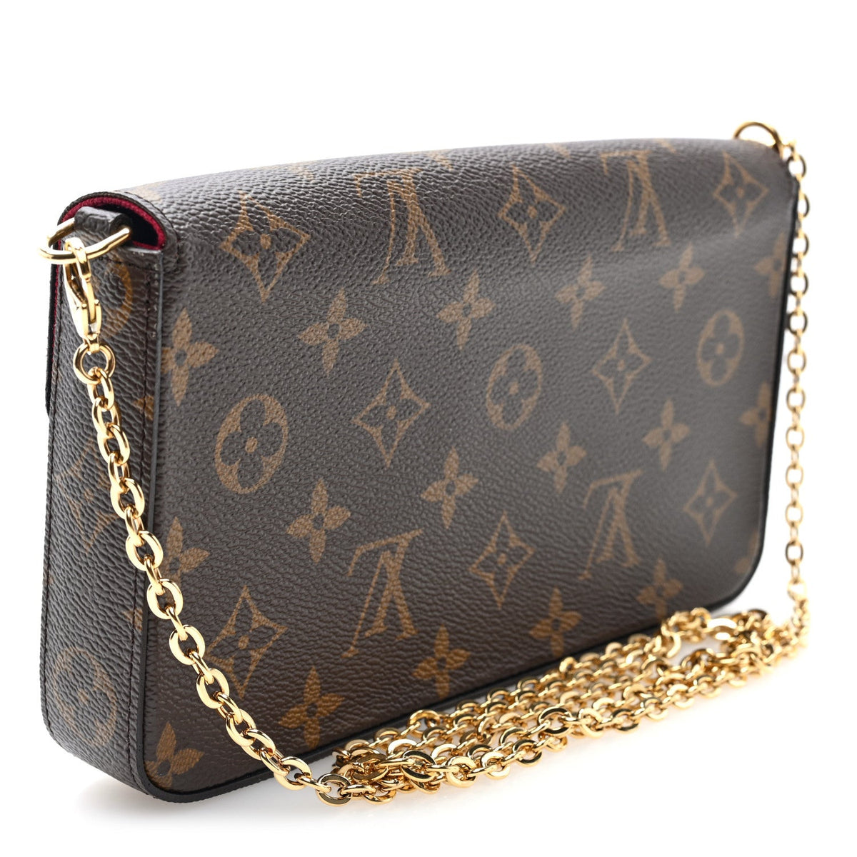 Monogram Pochette Felicie Chain Wallet Fuchsia