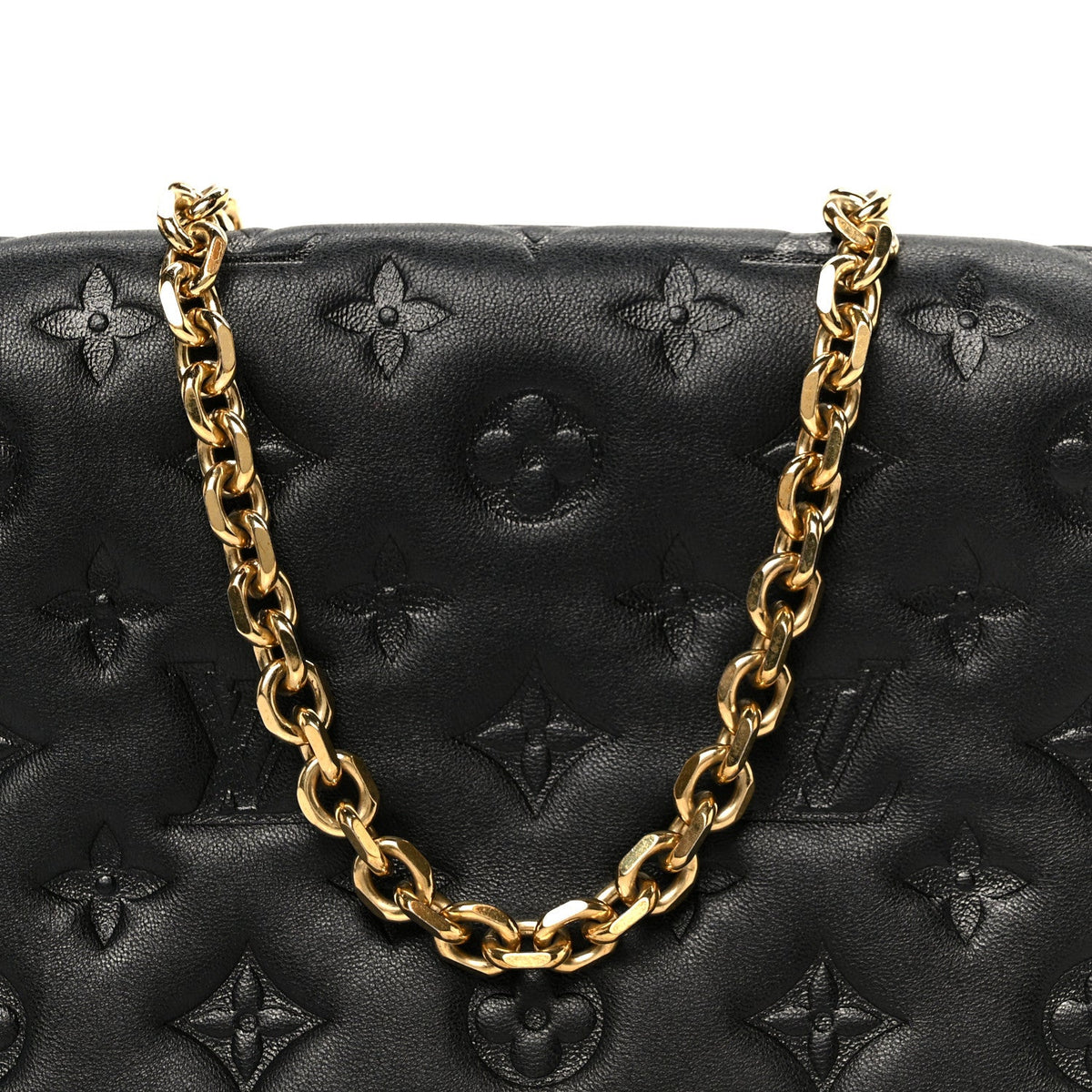 Lambskin Embossed Monogram Pochette Coussin Black