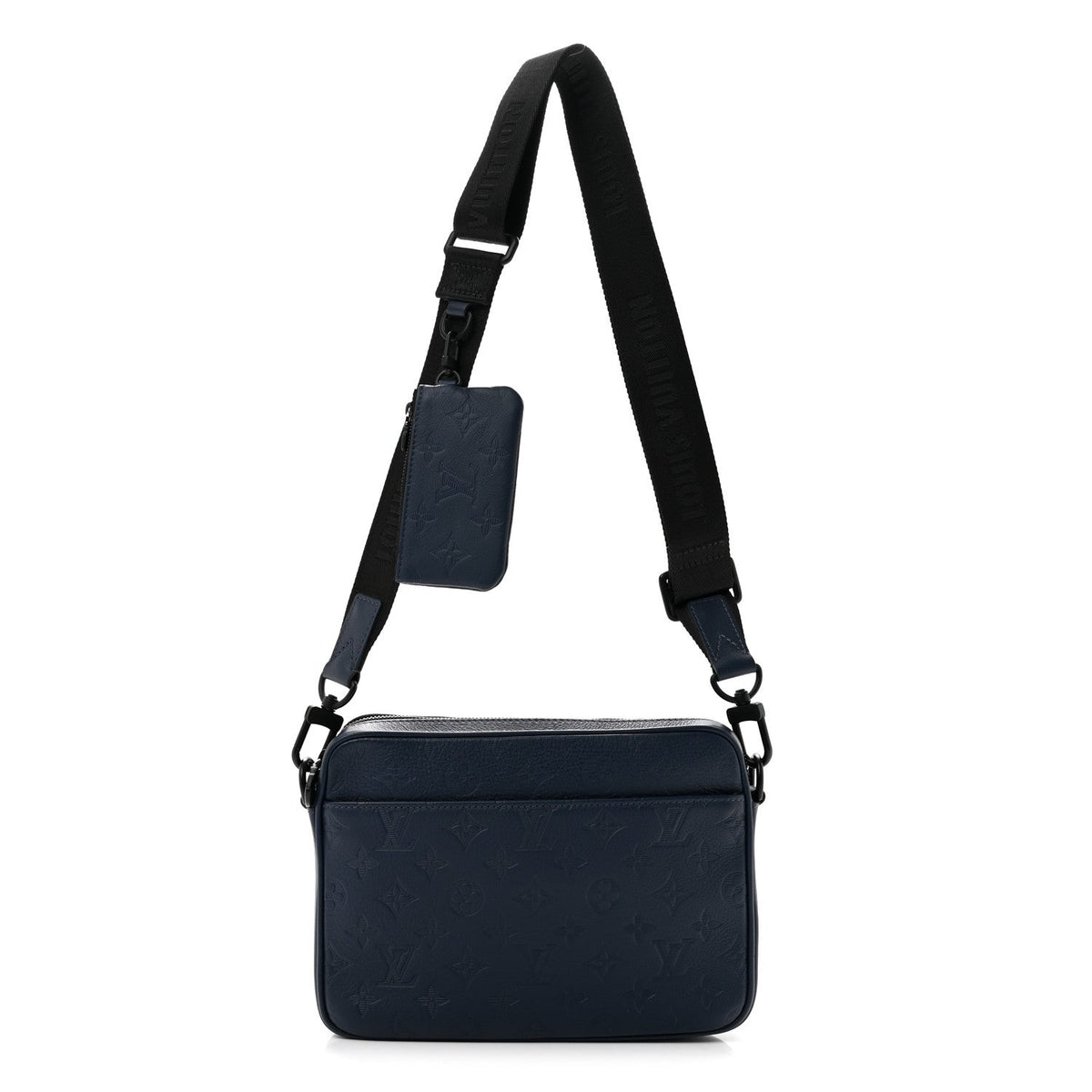 Calfskin Monogram Shadow Trio Messenger Navy
