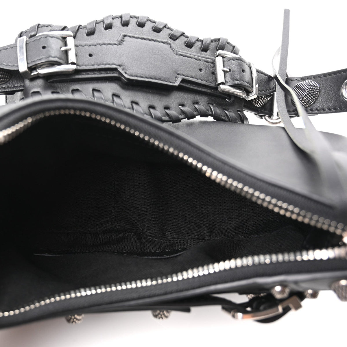 Smooth Calfskin Buckles Le Cagole Shoulder Bag XS Black