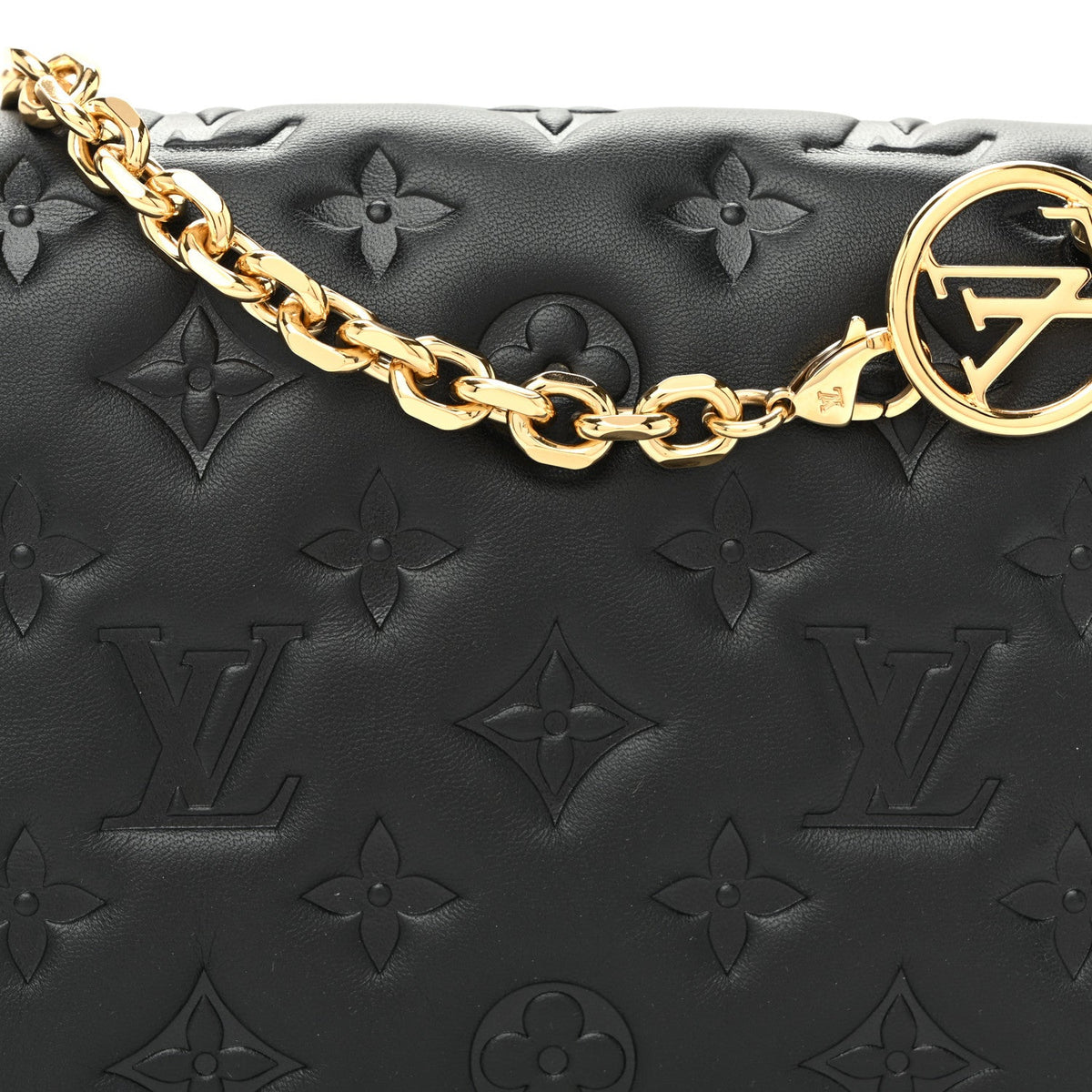 Lambskin Embossed Monogram Pochette Coussin Black