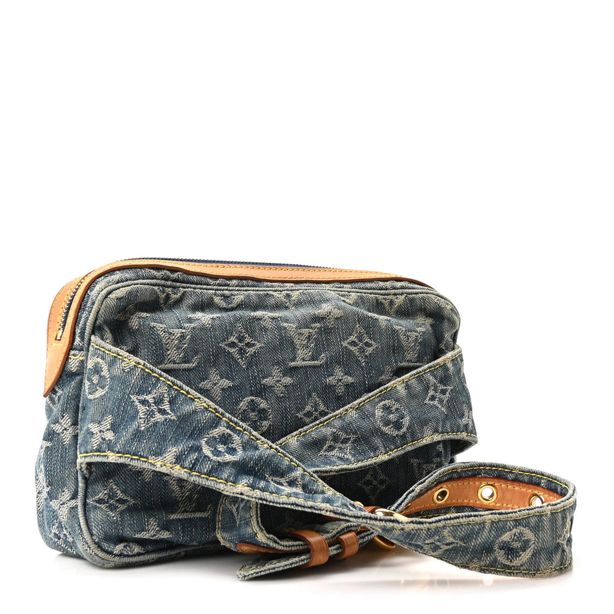 Monogram Denim Bum Bag Blue