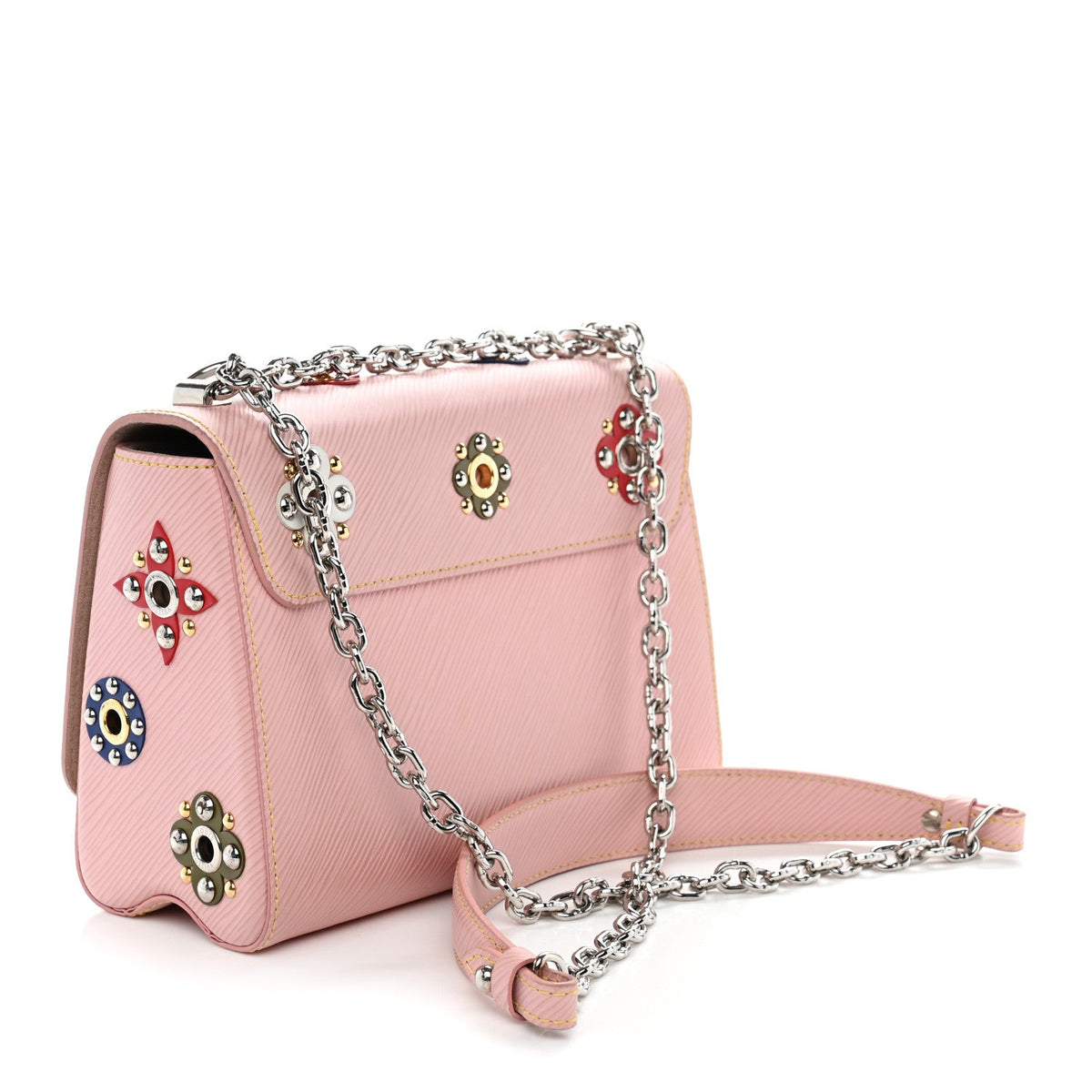 Epi Mechanical Flowers Twist Shoulder Bag MM Rose Ballerine