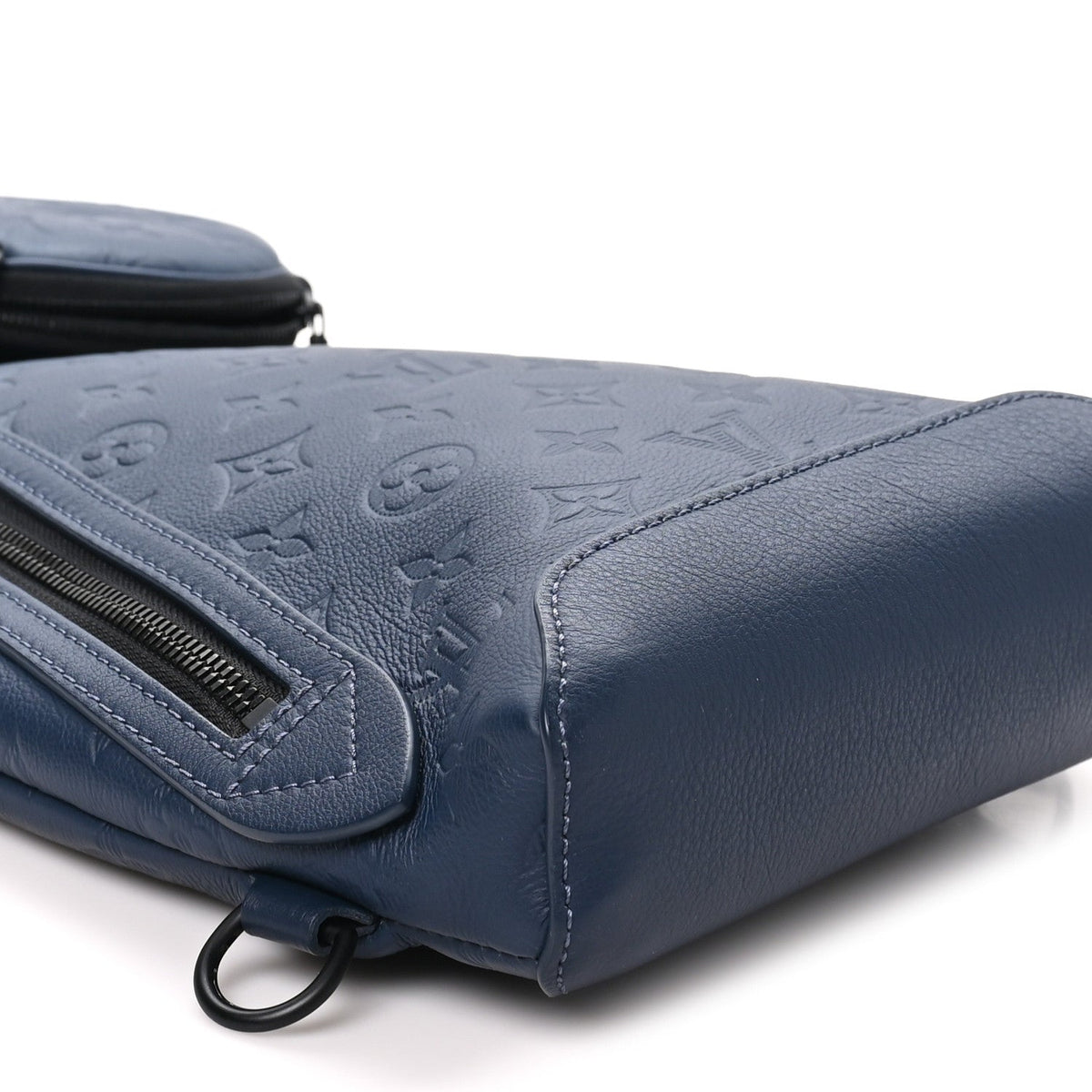 Calfskin Shadow Monogram Duo Slingbag Navy
