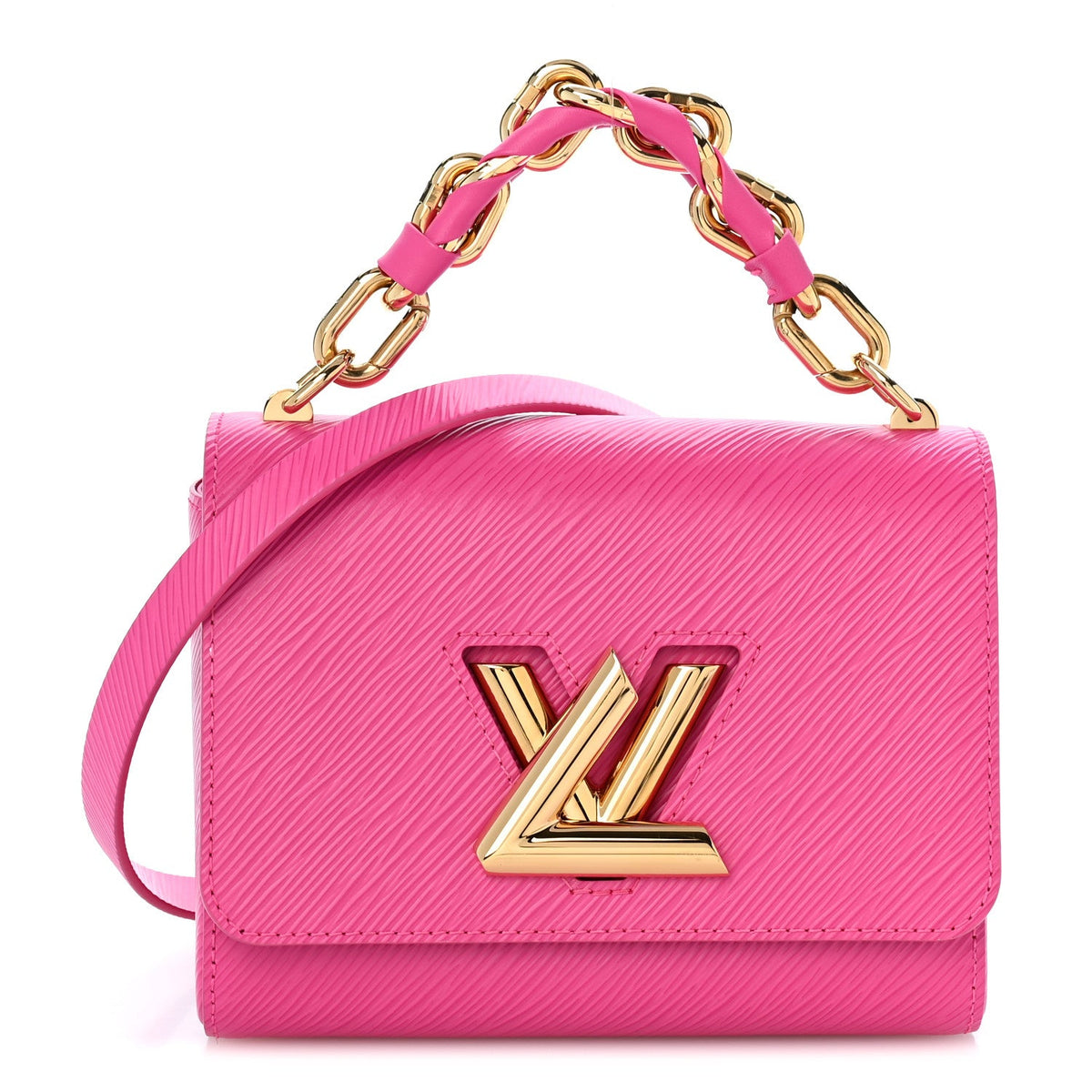Epi Twist Braided Chain Shoulder Bag PM Rose Miami Pink
