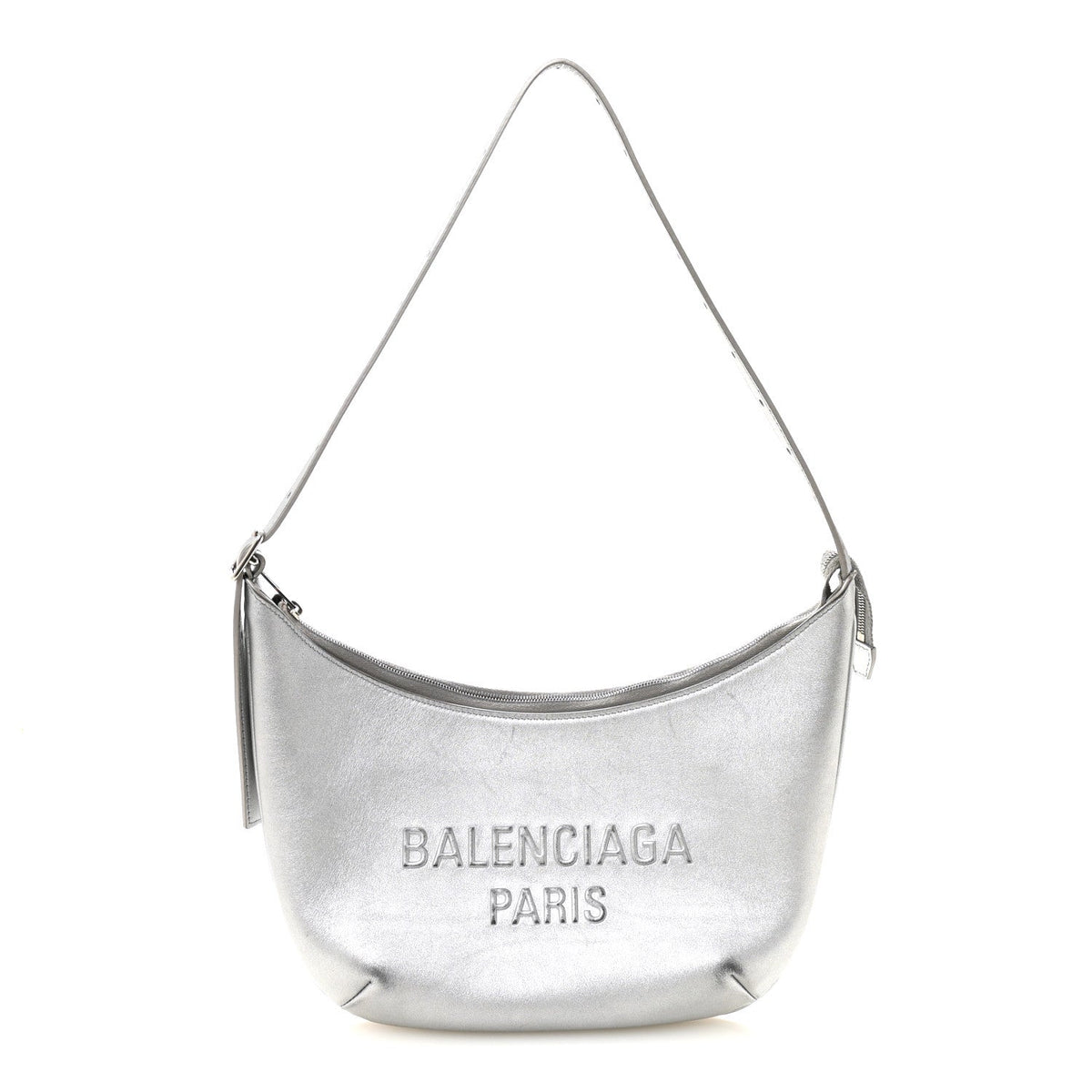 Metallic Calfskin Mary Kate Shoulder Bag Silver