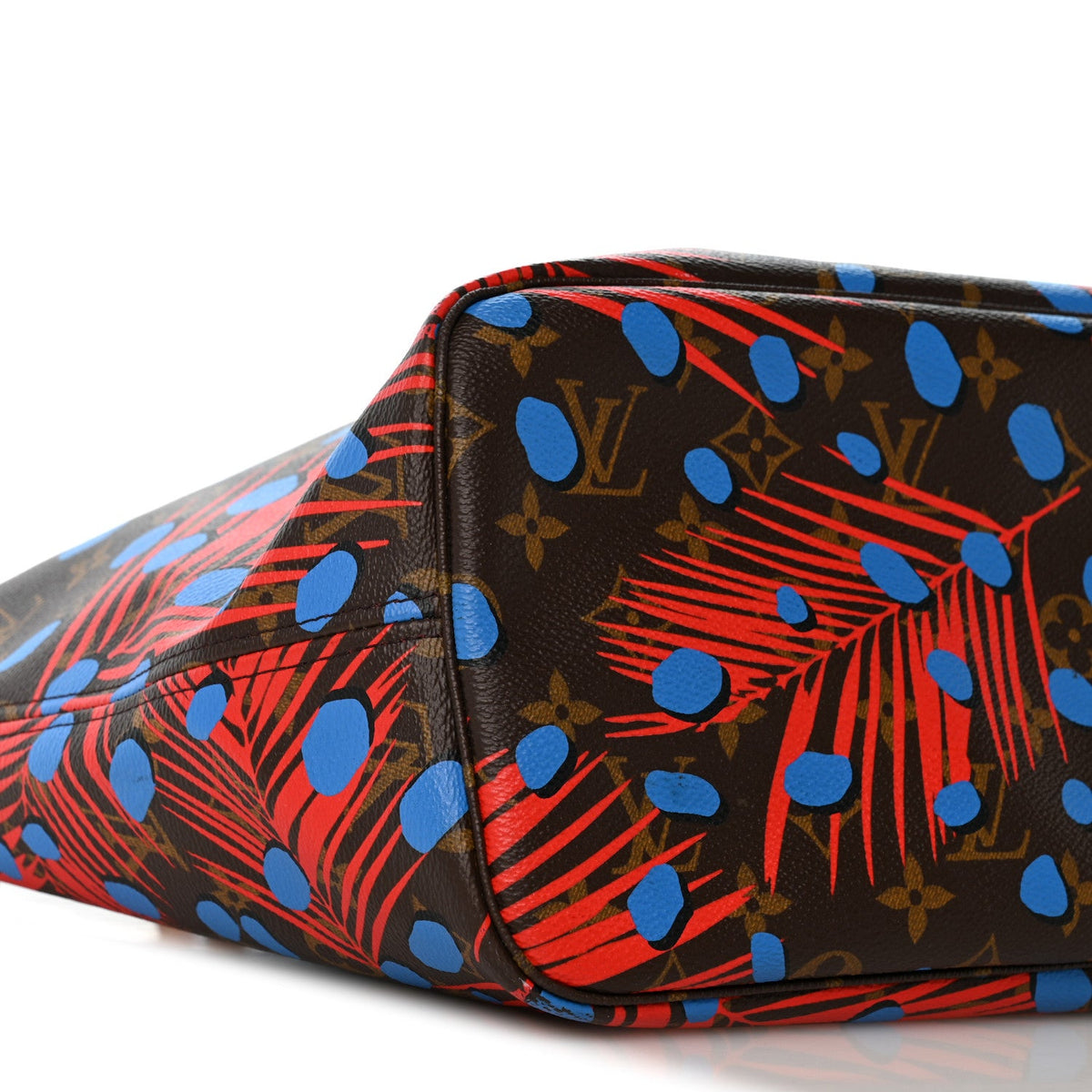 Monogram Jungle Dots Neo Neverfull MM Coquelicot Denim