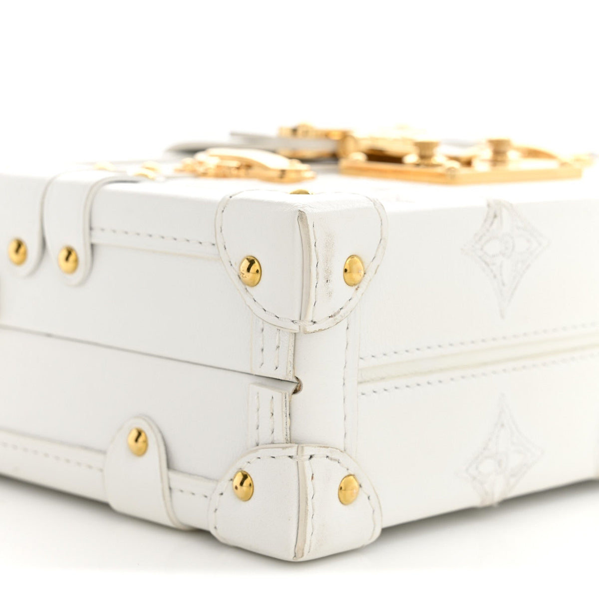 Calfskin Monogram Embroidered Petite Malle White