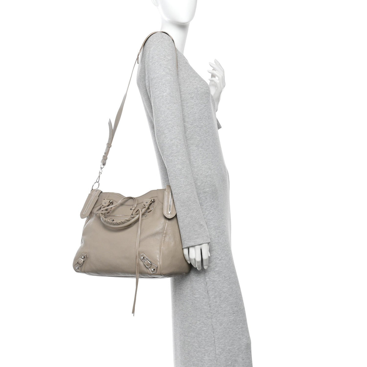 Chevre Silver Metallic Edge Hardware Velo Beige Dune Argille