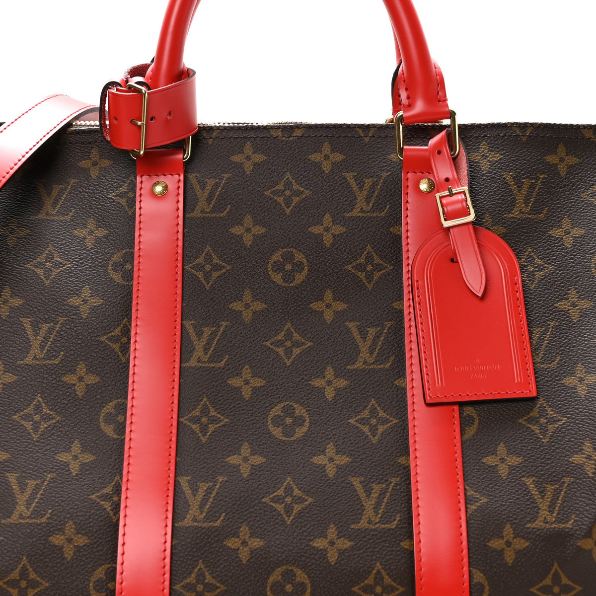 Calfskin Monogram Keepall Bandouliere 50 Coquelicot