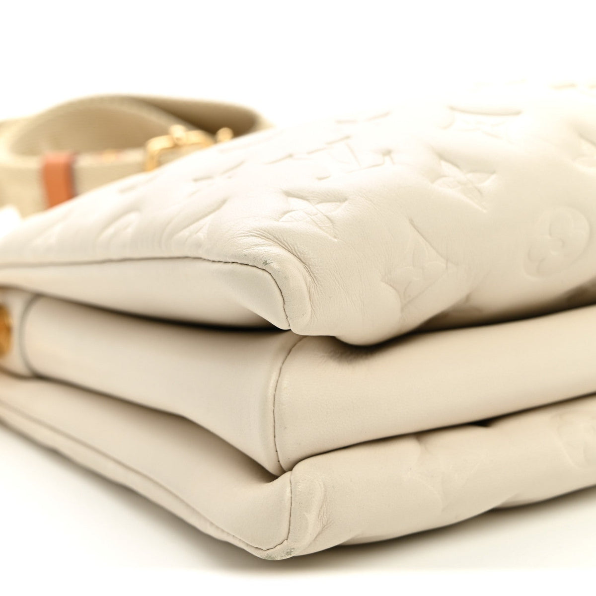 Lambskin Embossed Monogram Coussin PM Beige Cream
