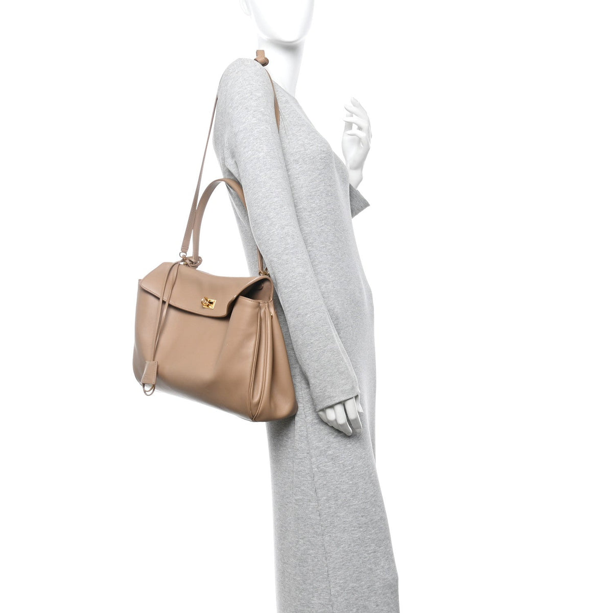 Smooth Calfskin Medium Rodeo Top Handle Handbag Latte