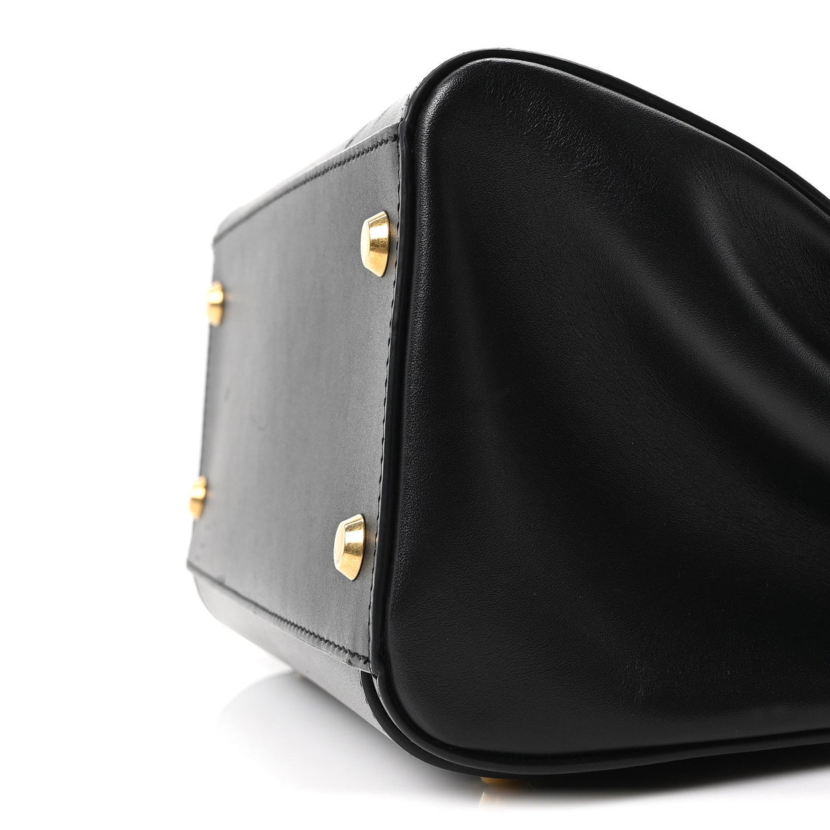 Shiny Box Calfskin Small Money Tote Black