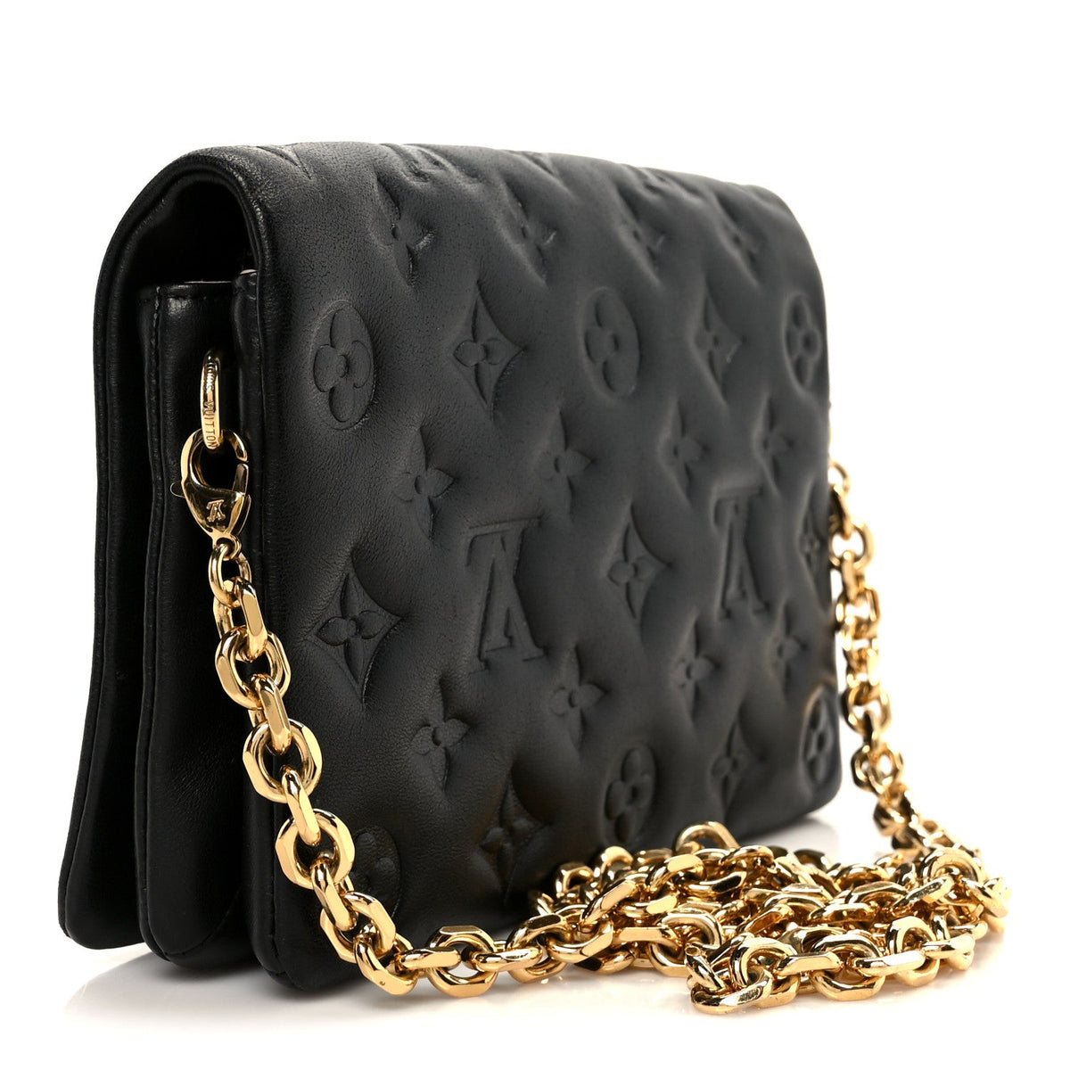 Lambskin Embossed Monogram Pochette Coussin Black