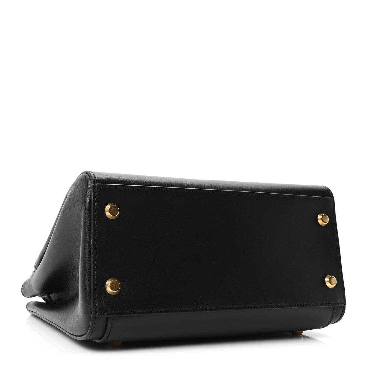 Shiny Box Calfskin Small Money Tote Black