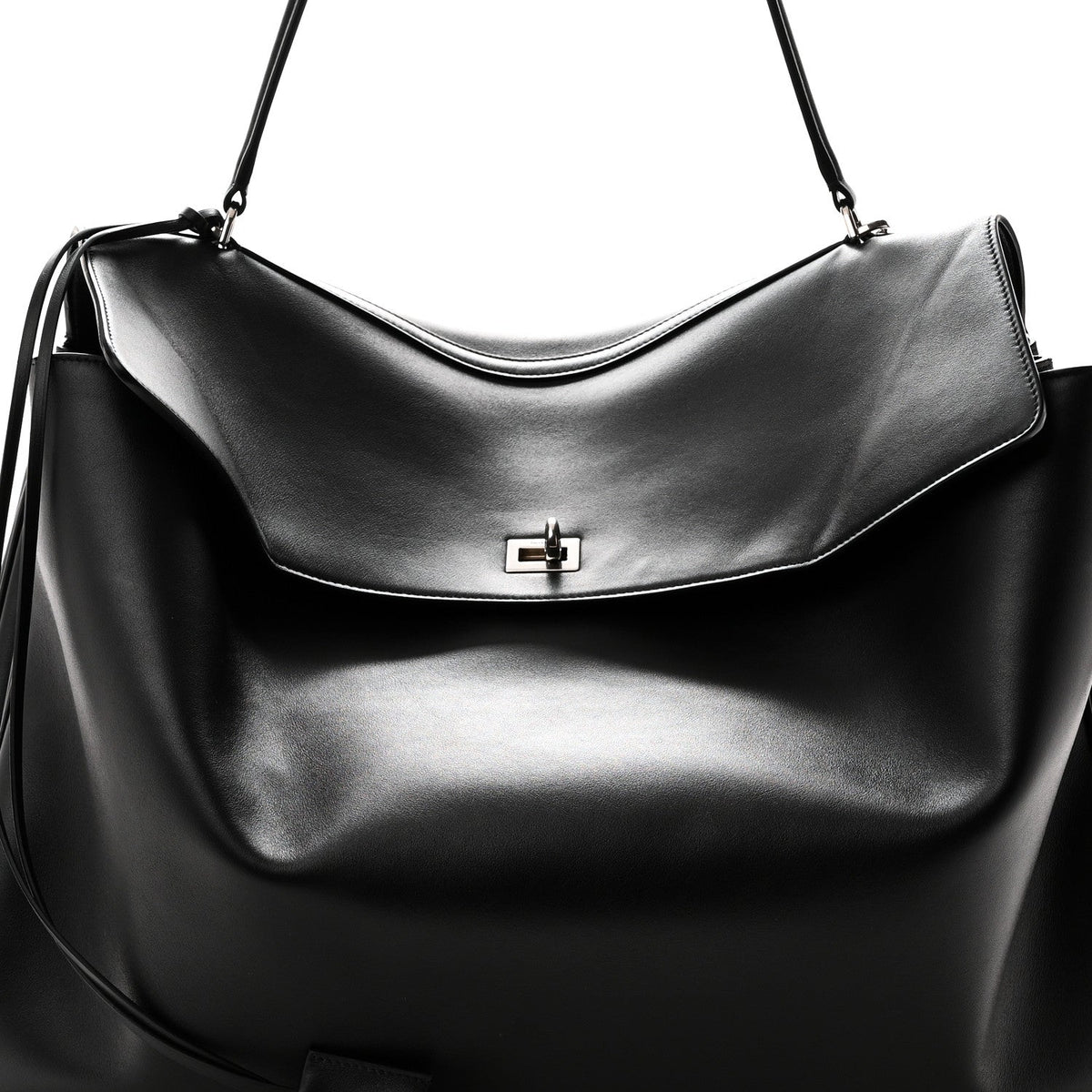 Smooth Calfskin Rodeo XL Top Handle Handbag Black Black