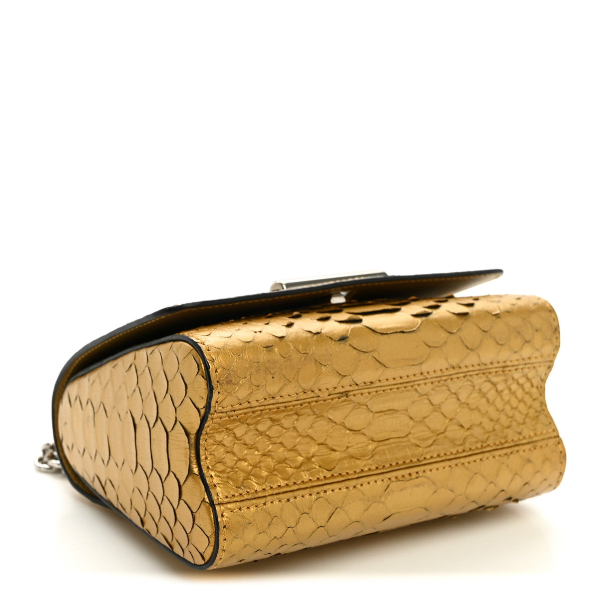 Metallic Snakeskin Twist Shoulder Bag PM Gold