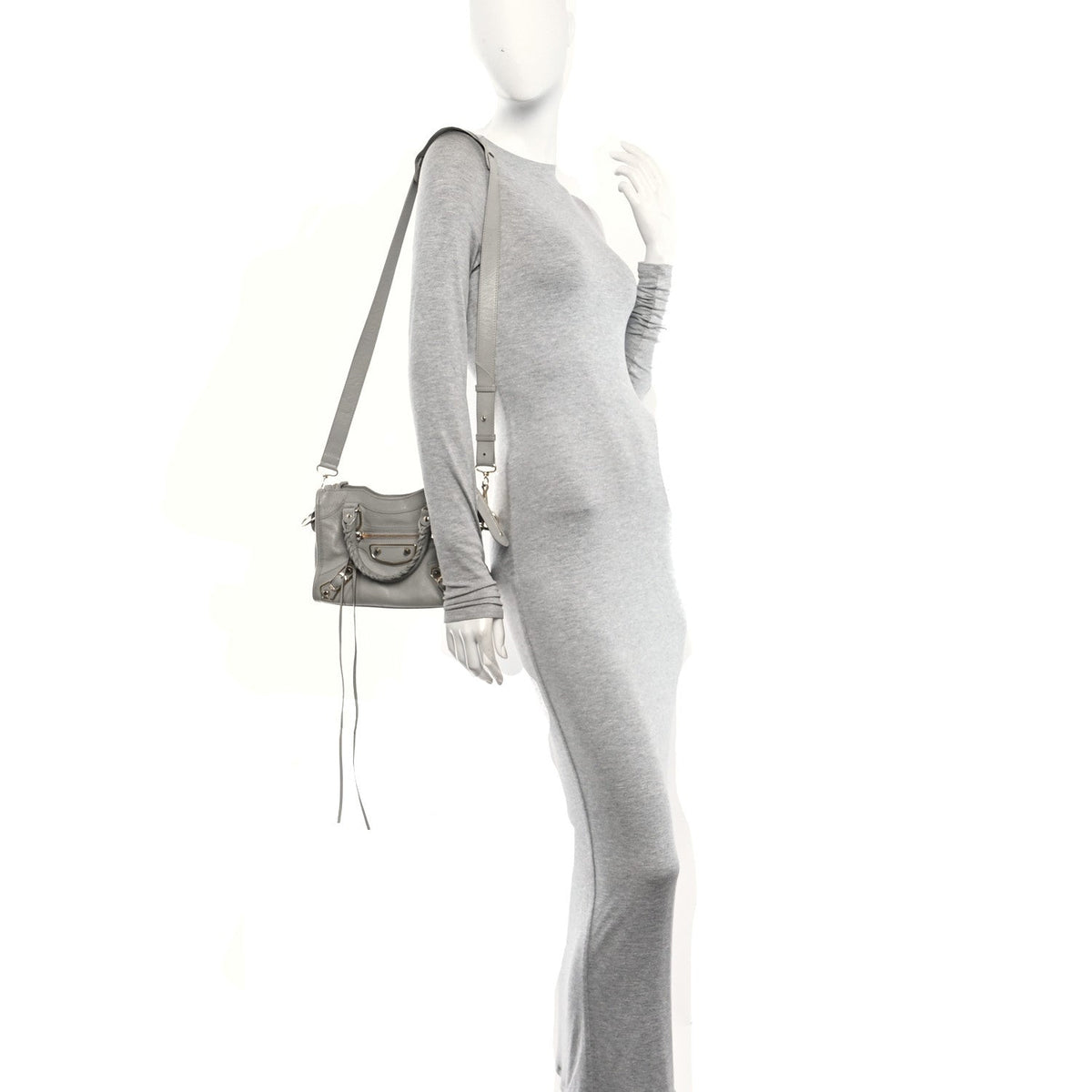 Chevre Gold Metallic Edge Hardware Mini City Gris Glace