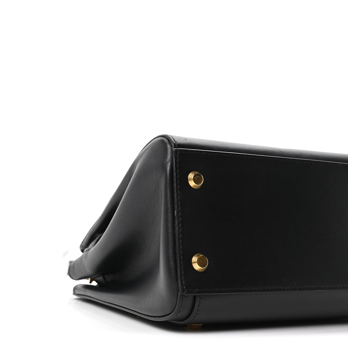 Shiny Box Calfskin Small Money Tote Black