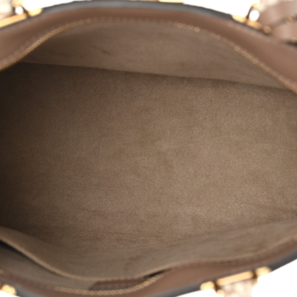 Calfskin Snakeskin Very Zipped Tote Taupe