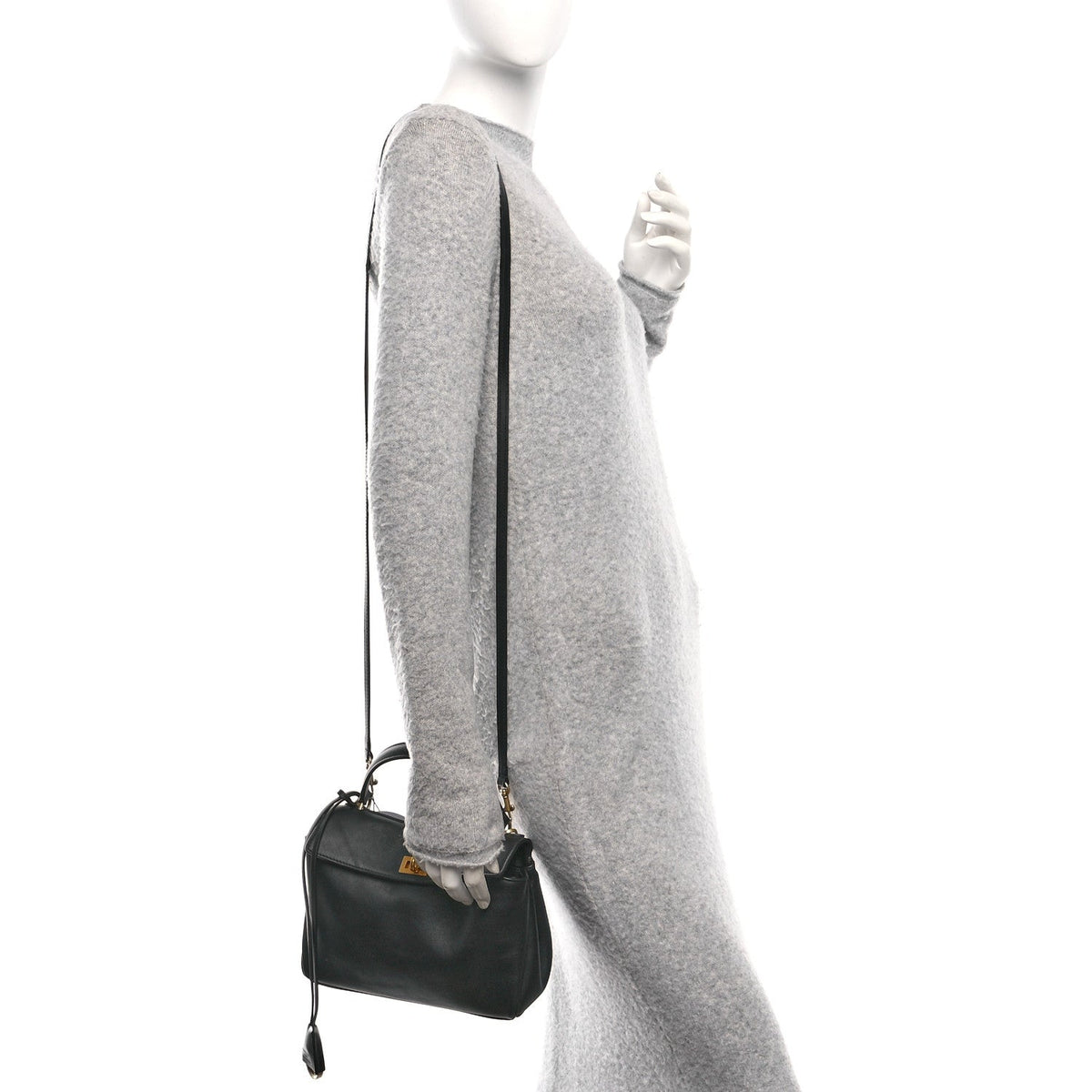 Natural Smooth Calfskin Mini Rodeo Top Handle Handbag Black