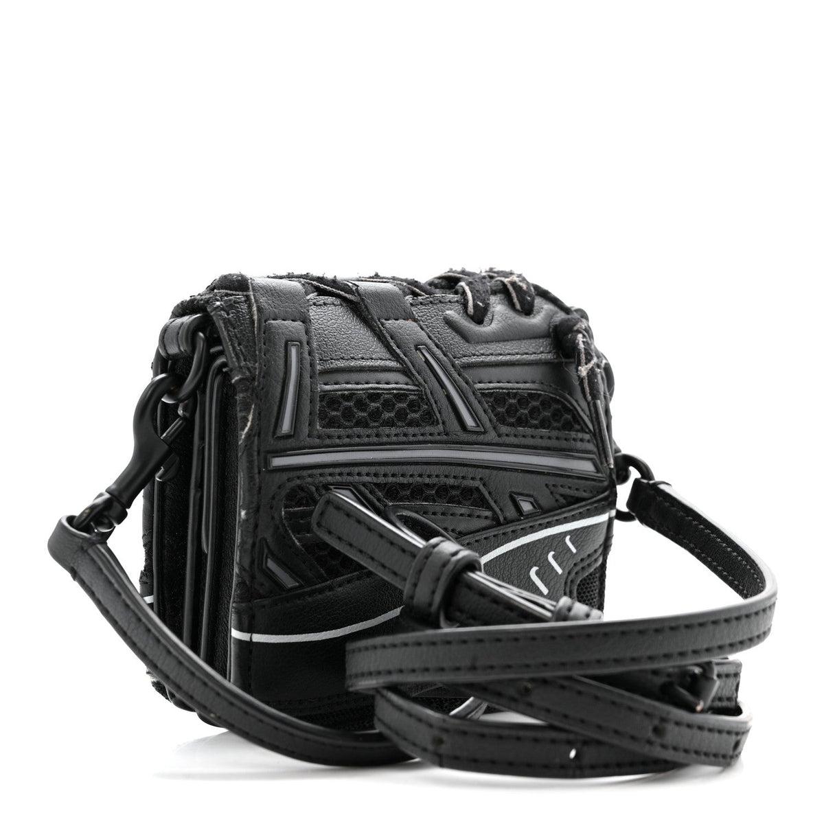 Faux Calfskin Fabric Sneakerhead Crossbody Wallet Black