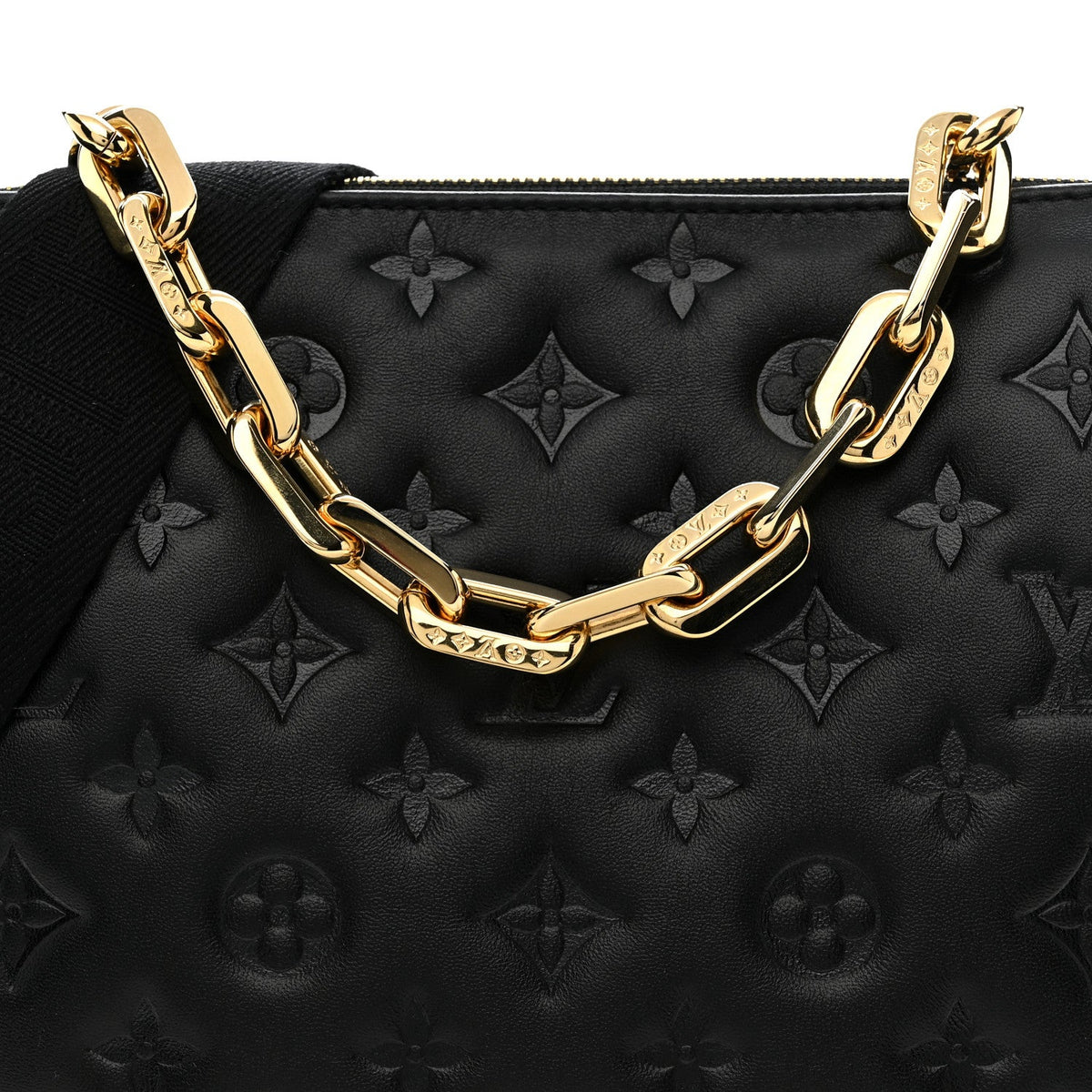 Lambskin Embossed Monogram Coussin PM Black