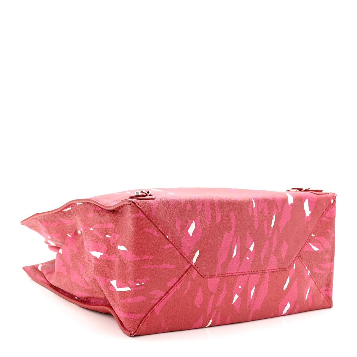Supple Calfskin Printed Papier A5 Zip Around Tote Red Pink White
