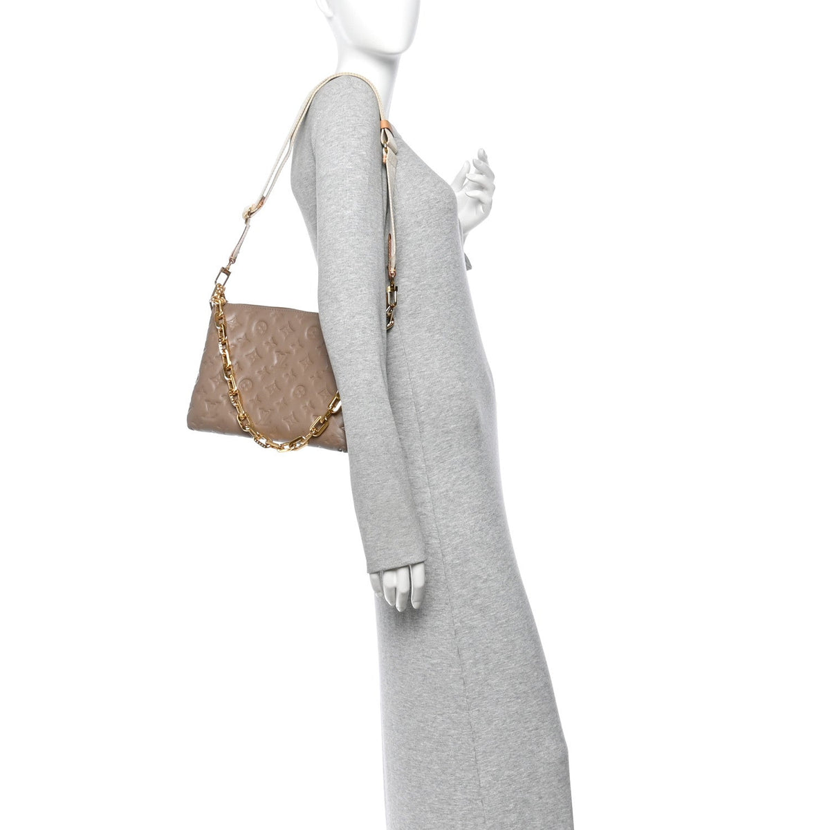 Lambskin Embossed Monogram Coussin PM Taupe