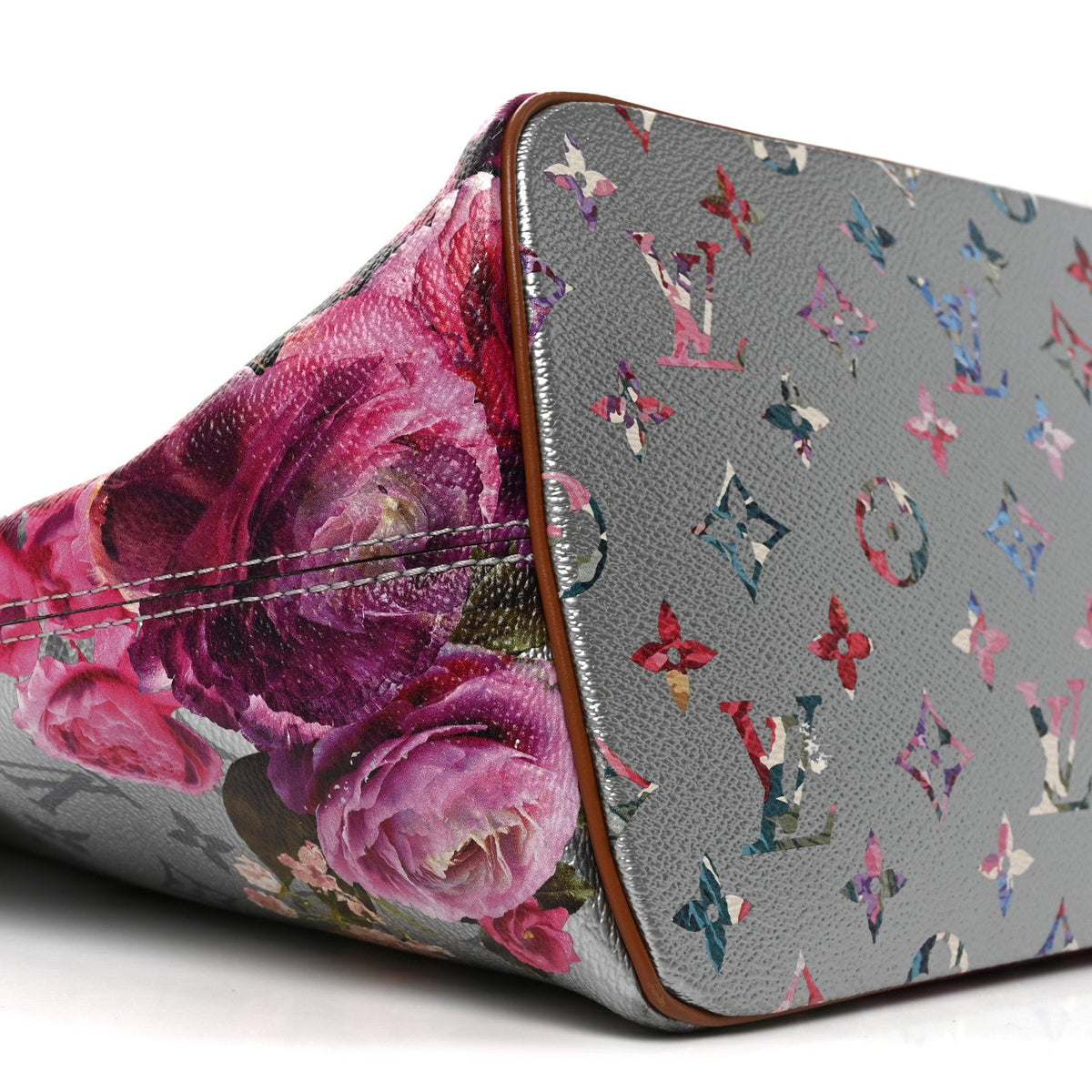 Metallic Monogram LV Garden Neverfull MM Silver
