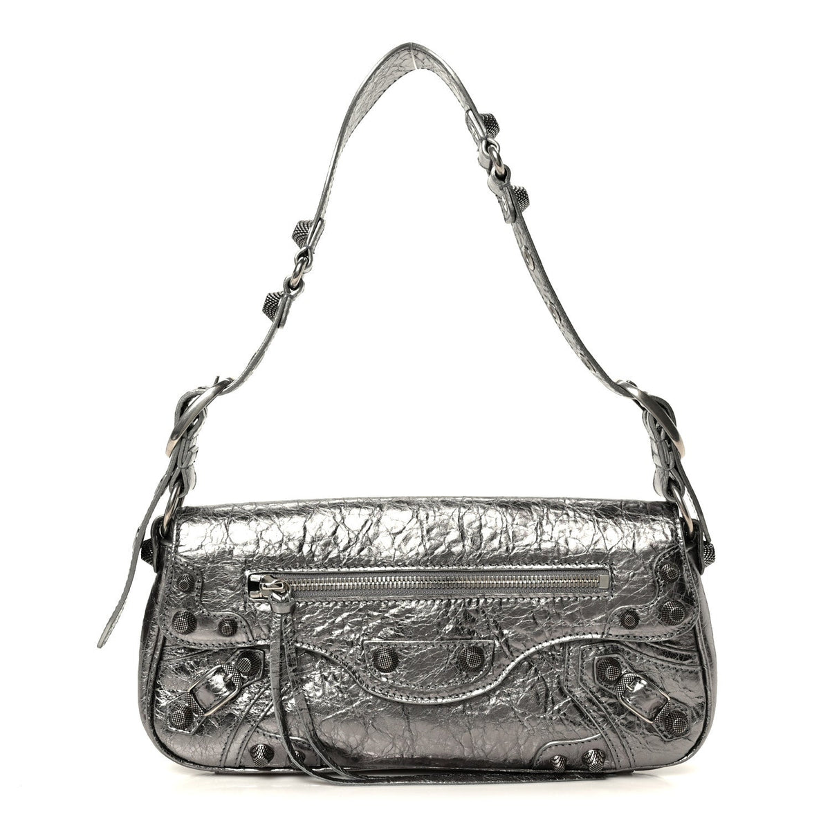 Metallic Agneau Arena Small Le Cagole Sling Bag Silver