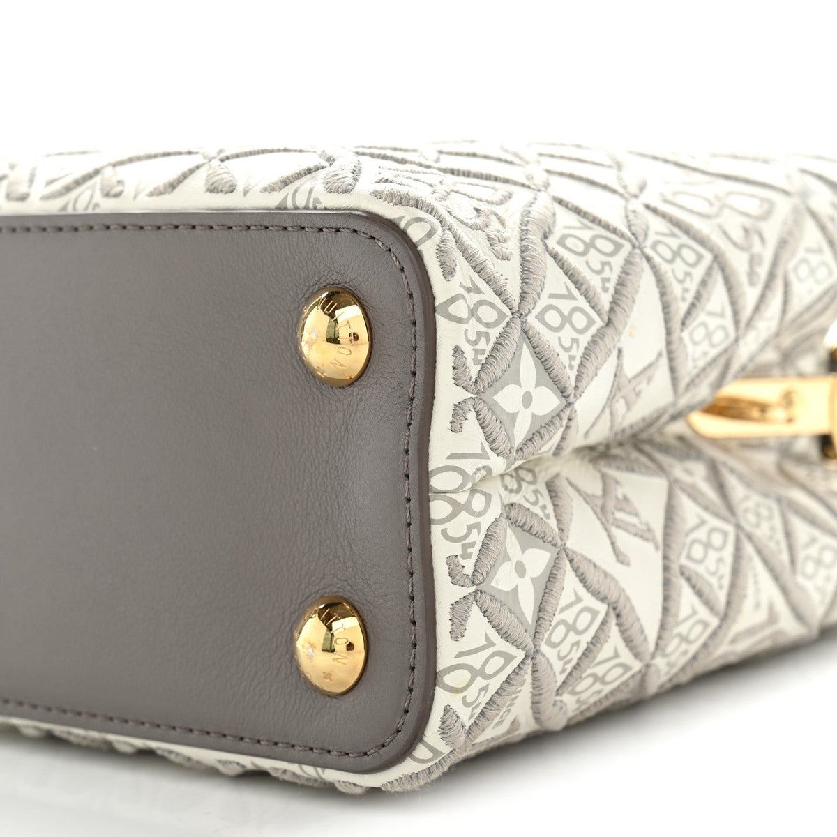 Calfskin Since 1854 Embroidered Capucines BB Ecru Taupe