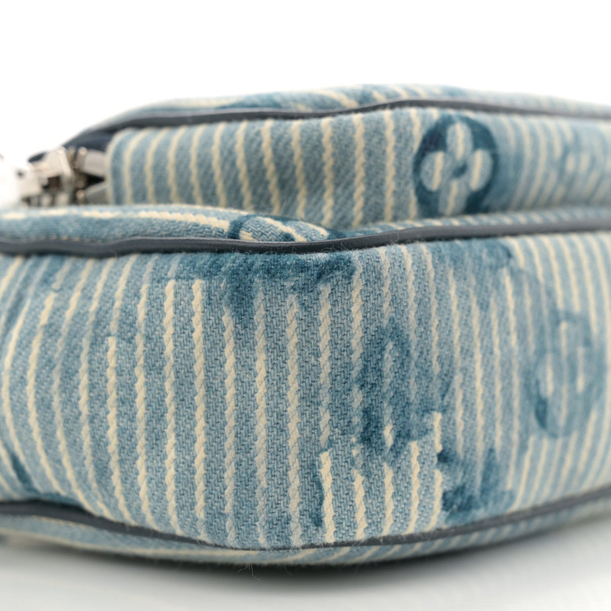 Hickory Stripes Denim Monogram Watercolor Outdoor Pouch Blue