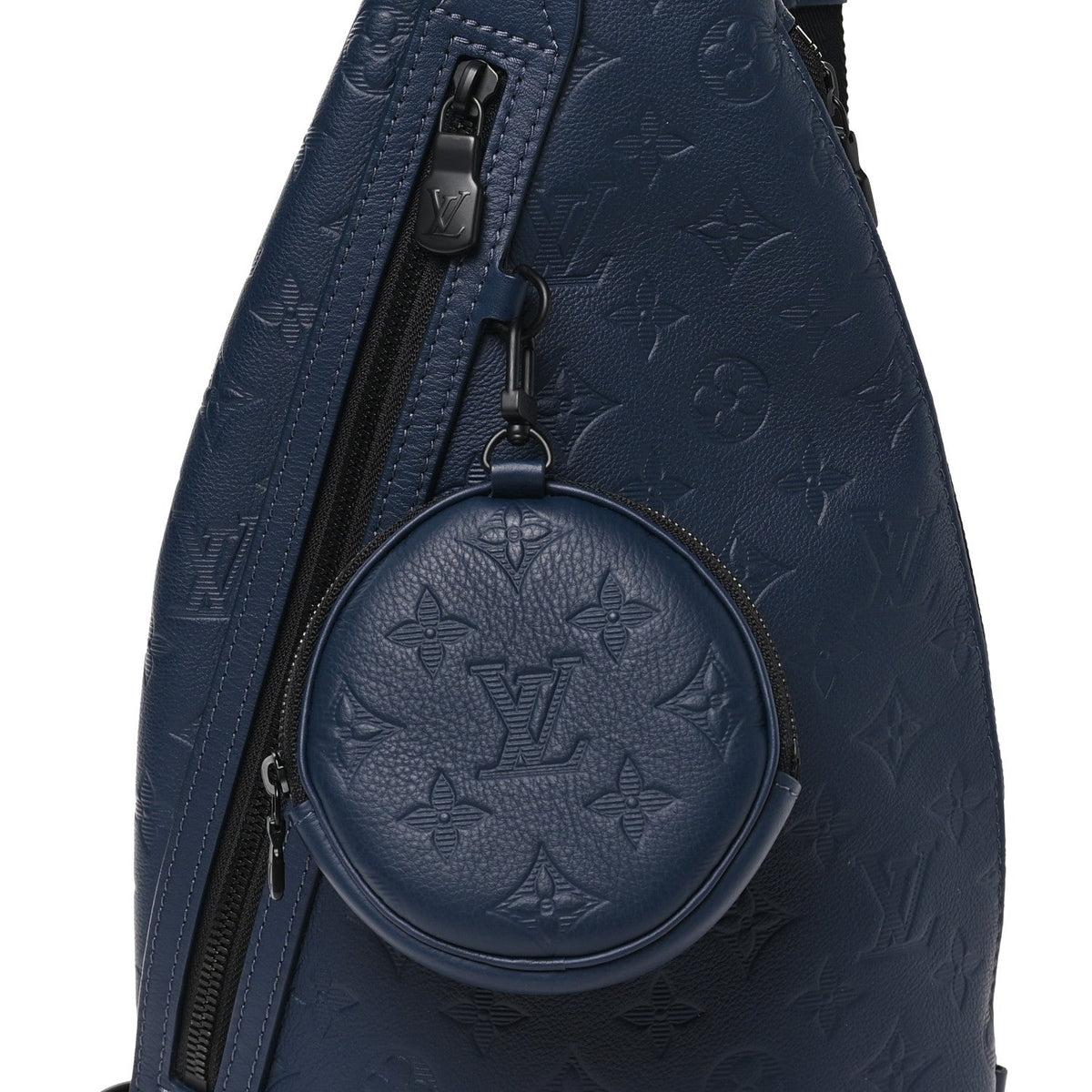 Calfskin Shadow Monogram Duo Slingbag Navy