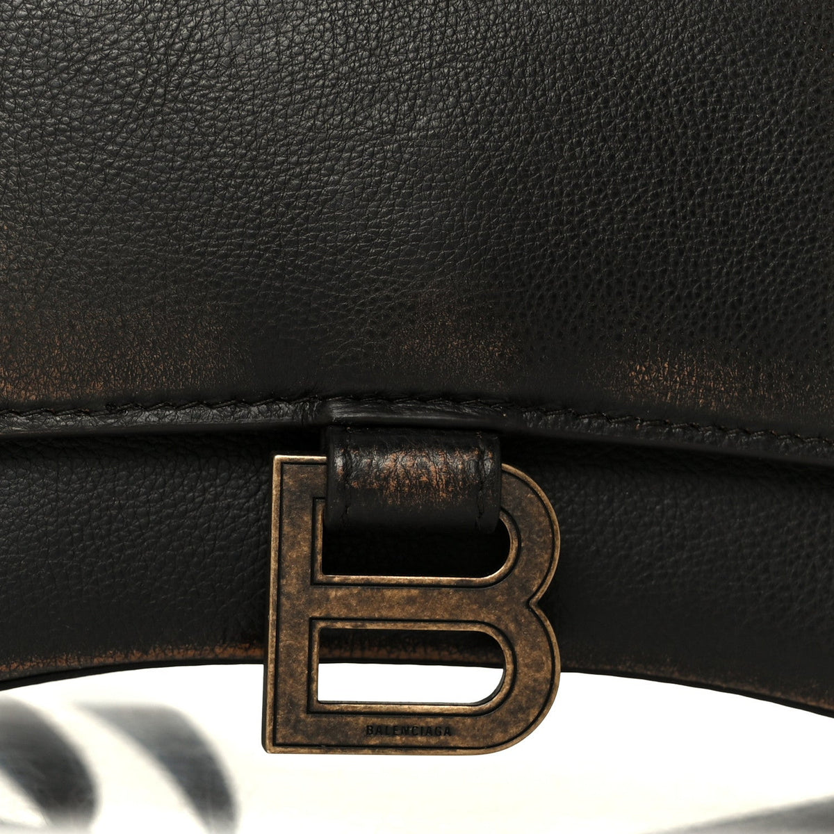 Used Calfskin Small Hourglass Top Handle Bag Brown