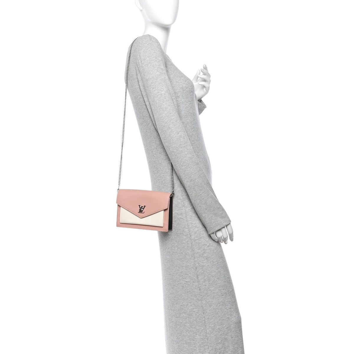 Calfskin Mylockme Chain Pochette Rose Ballet White