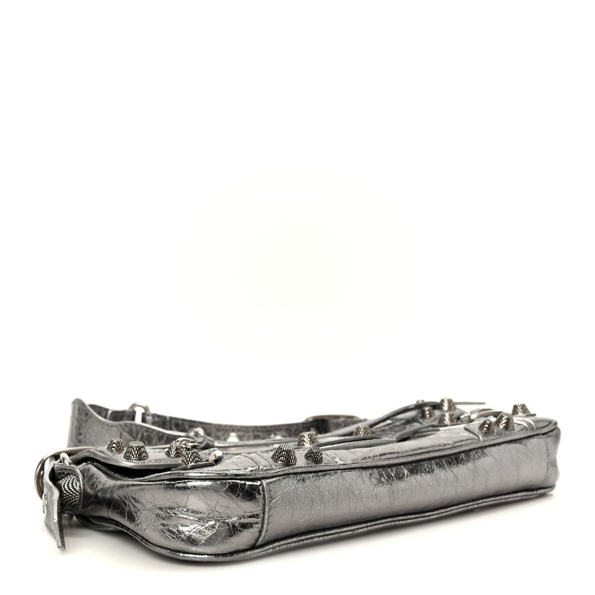 Metallic Agneau Arena Small Le Cagole Sling Bag Silver