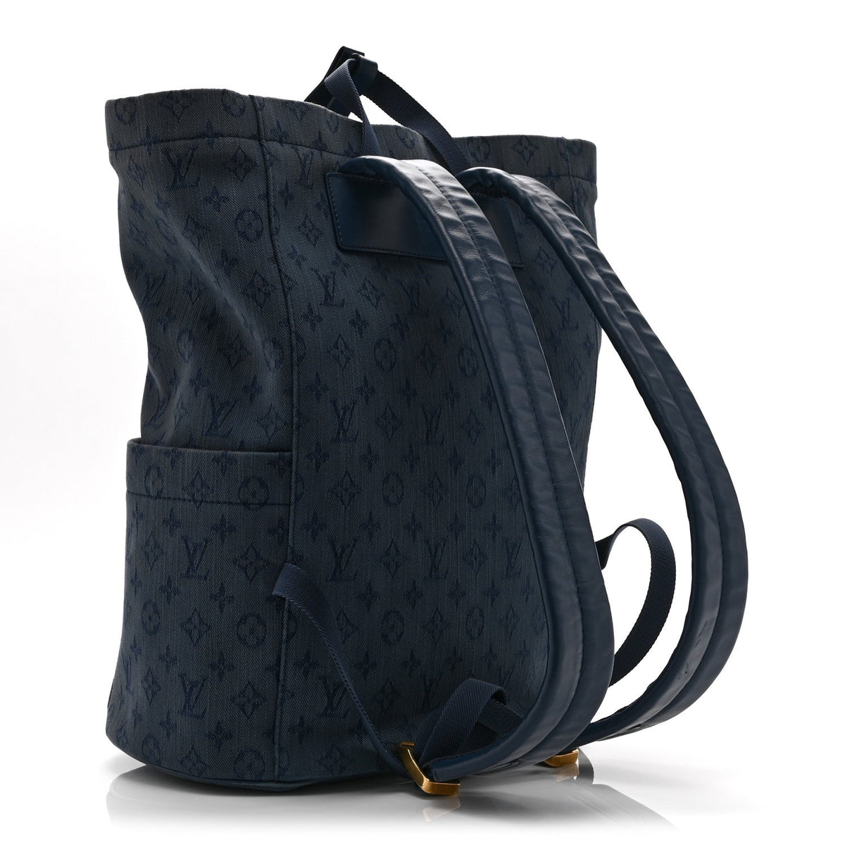 Monogram Denim Chalk Backpack Navy