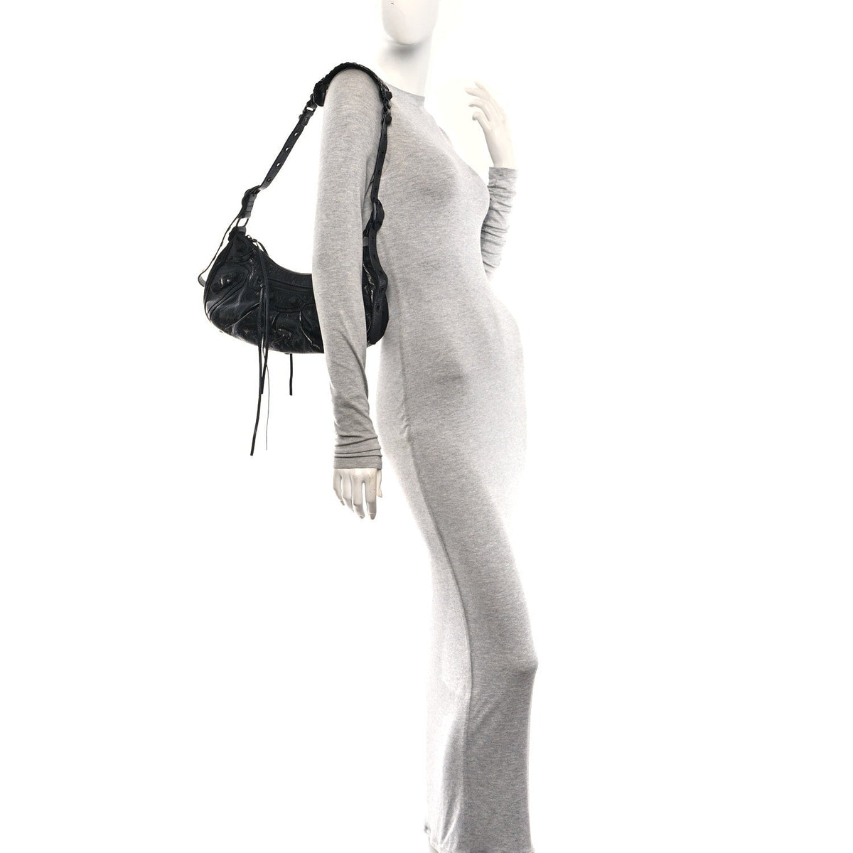 Agneau Arena Monochrome Small Le Cagole Shoulder Bag Black