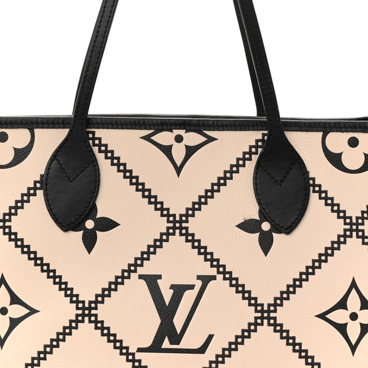 Empreinte Monogram Giant Broderies Neverfull MM Cream Black