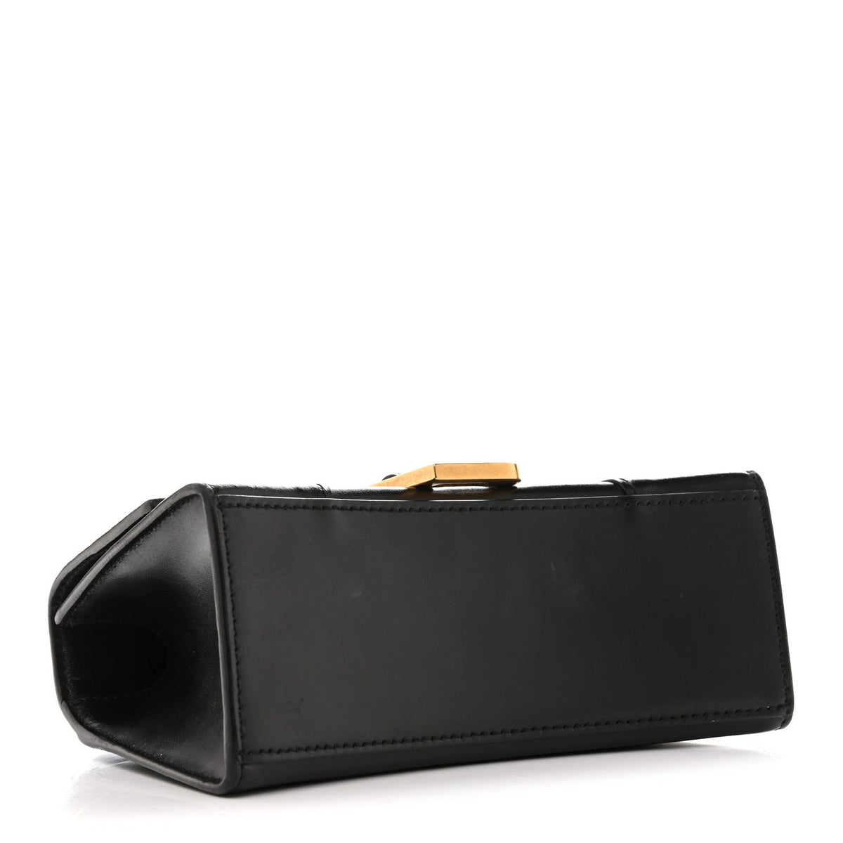 Shiny Box Calfskin Hourglass Top Handle Bag XS Black