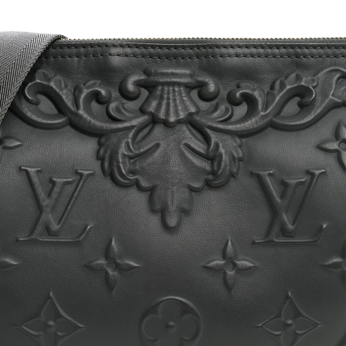Calfskin Debossed Monogram Versailles City Keepall Dark Shadow Grey