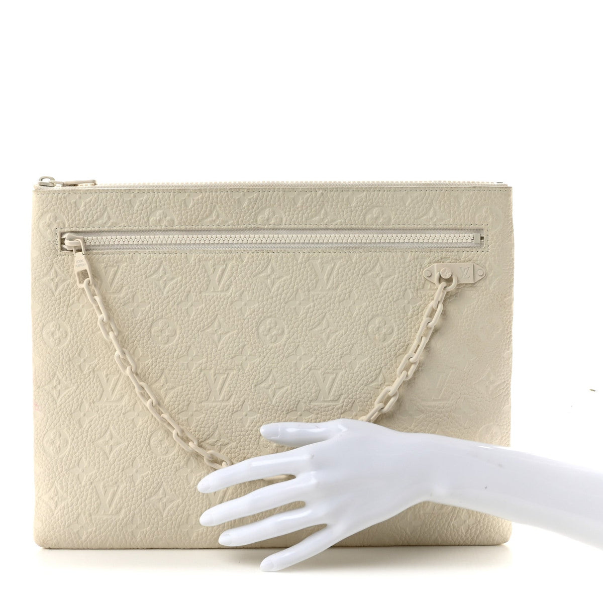 Taurillon Monogram Solar Ray A4 Pouch White