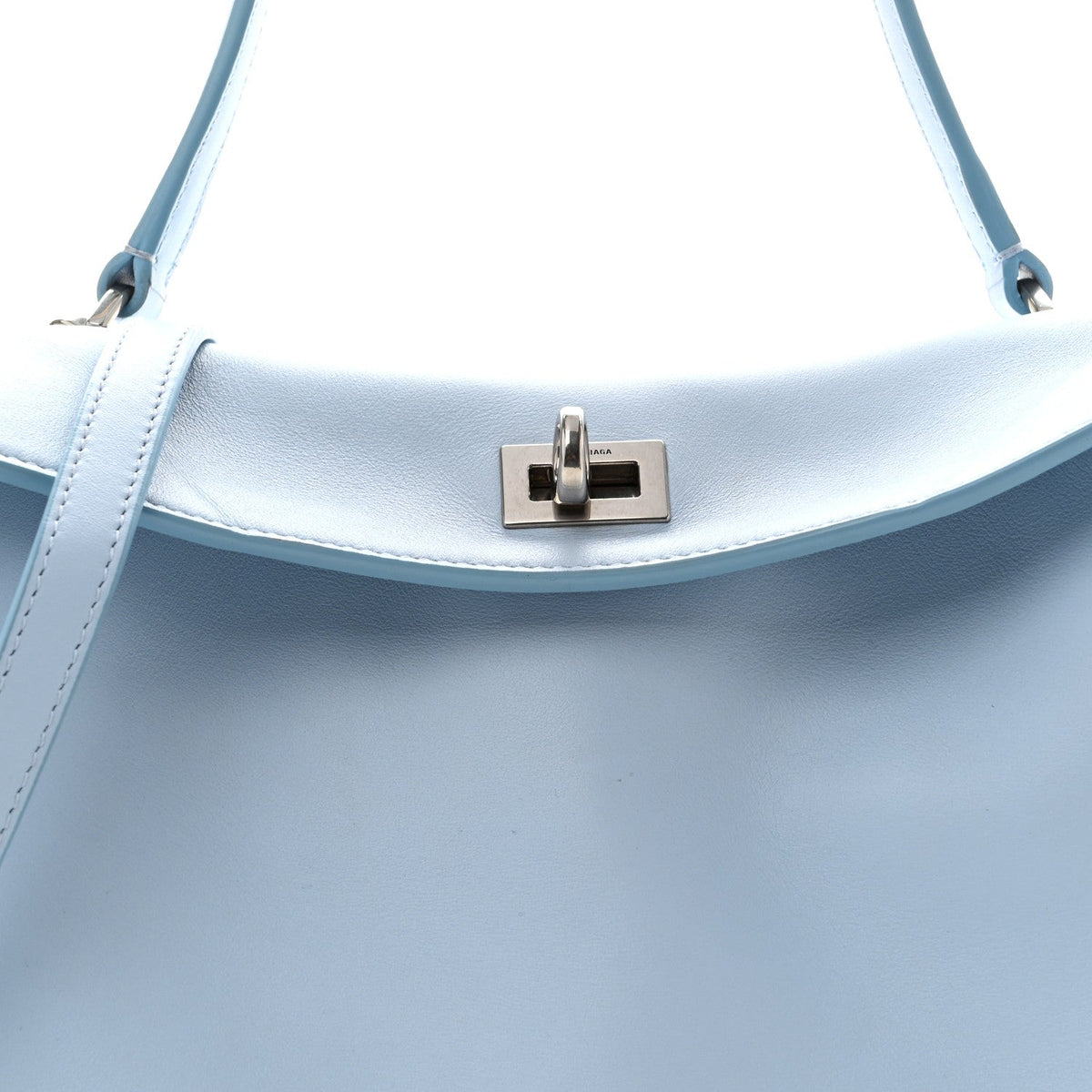 Natural Smooth Calfskin Small Rodeo Top Handle Handbag Cloudy Blue