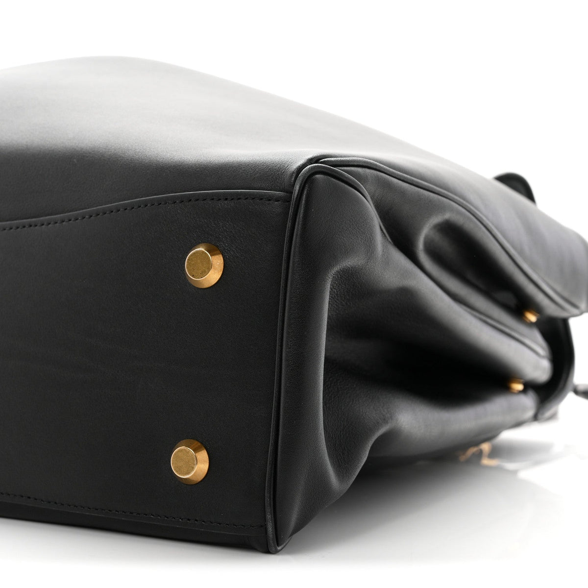 Smooth Calfskin Large Rodeo Top Handle Handbag Black