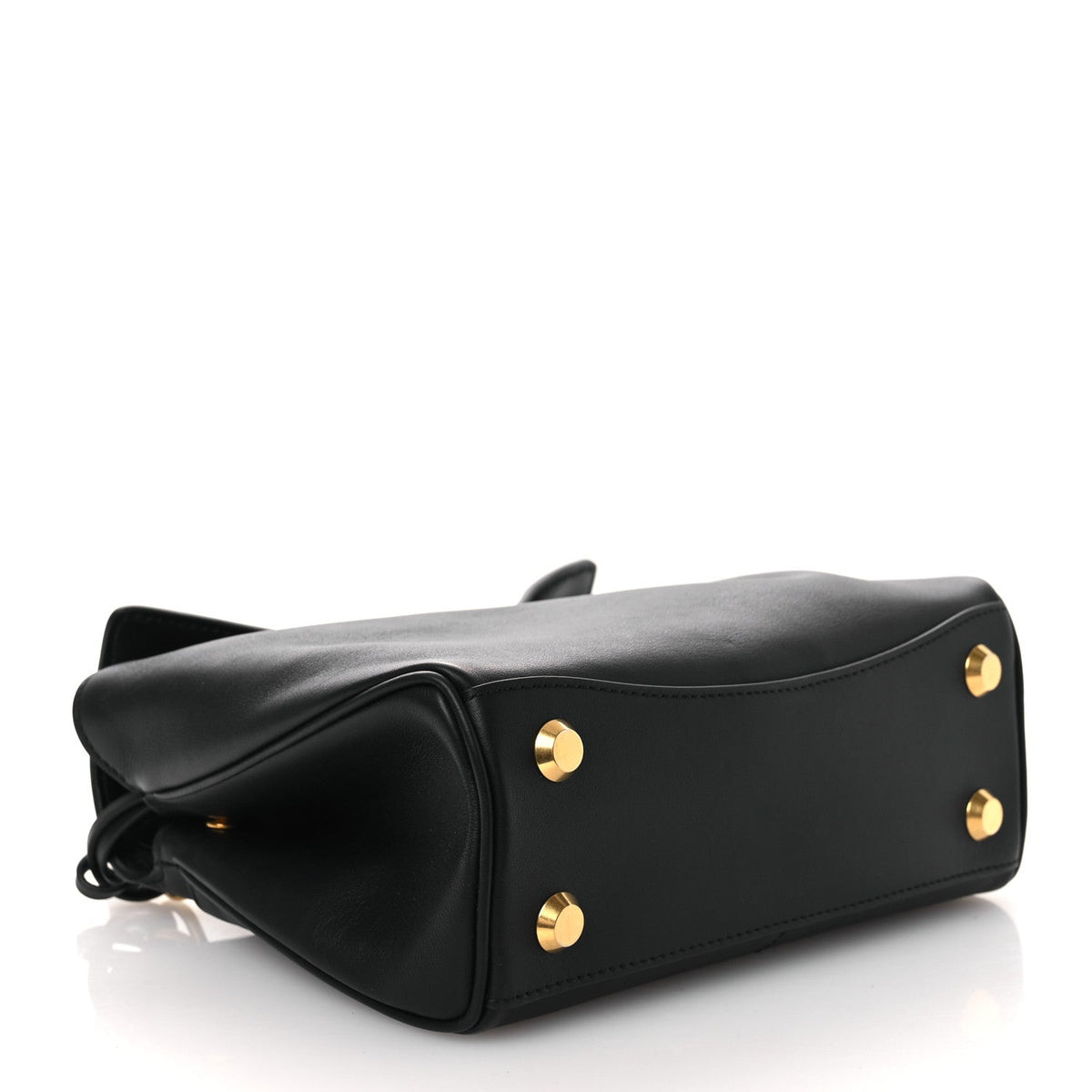 Natural Smooth Calfskin Mini Rodeo Top Handle Handbag Black