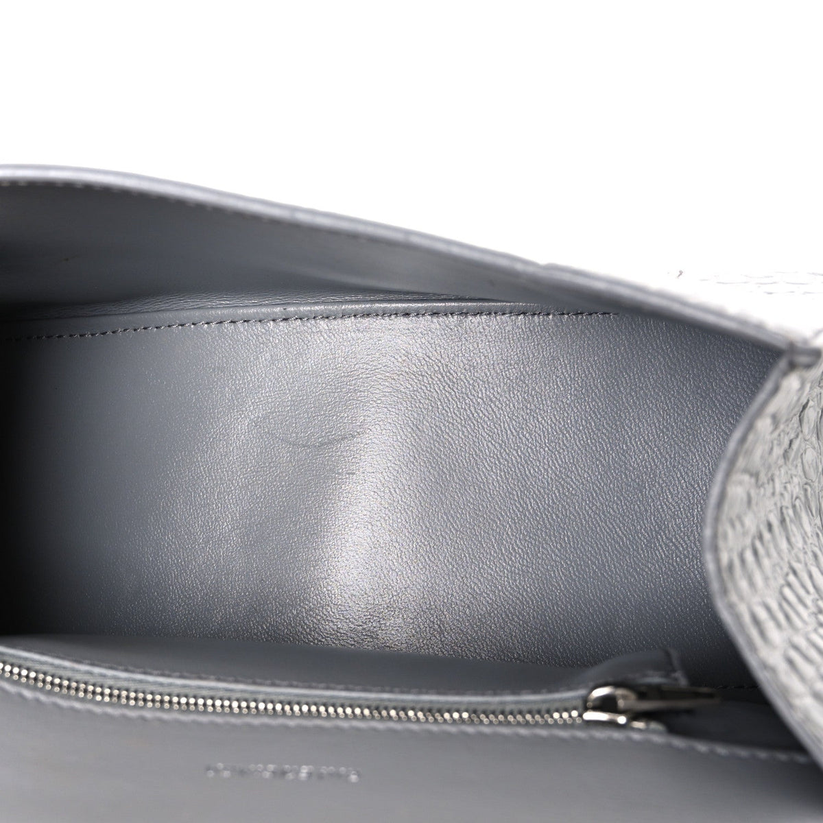 Shiny Calfskin Crocodile Embossed Small Hourglass Top Handle Bag Balenciaga Grey Balenciaga Grey