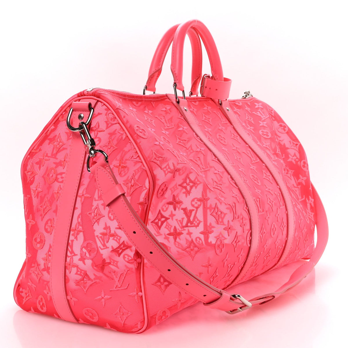 Monogram Fluo See Through Keepall Bandouliere 50 Rose
